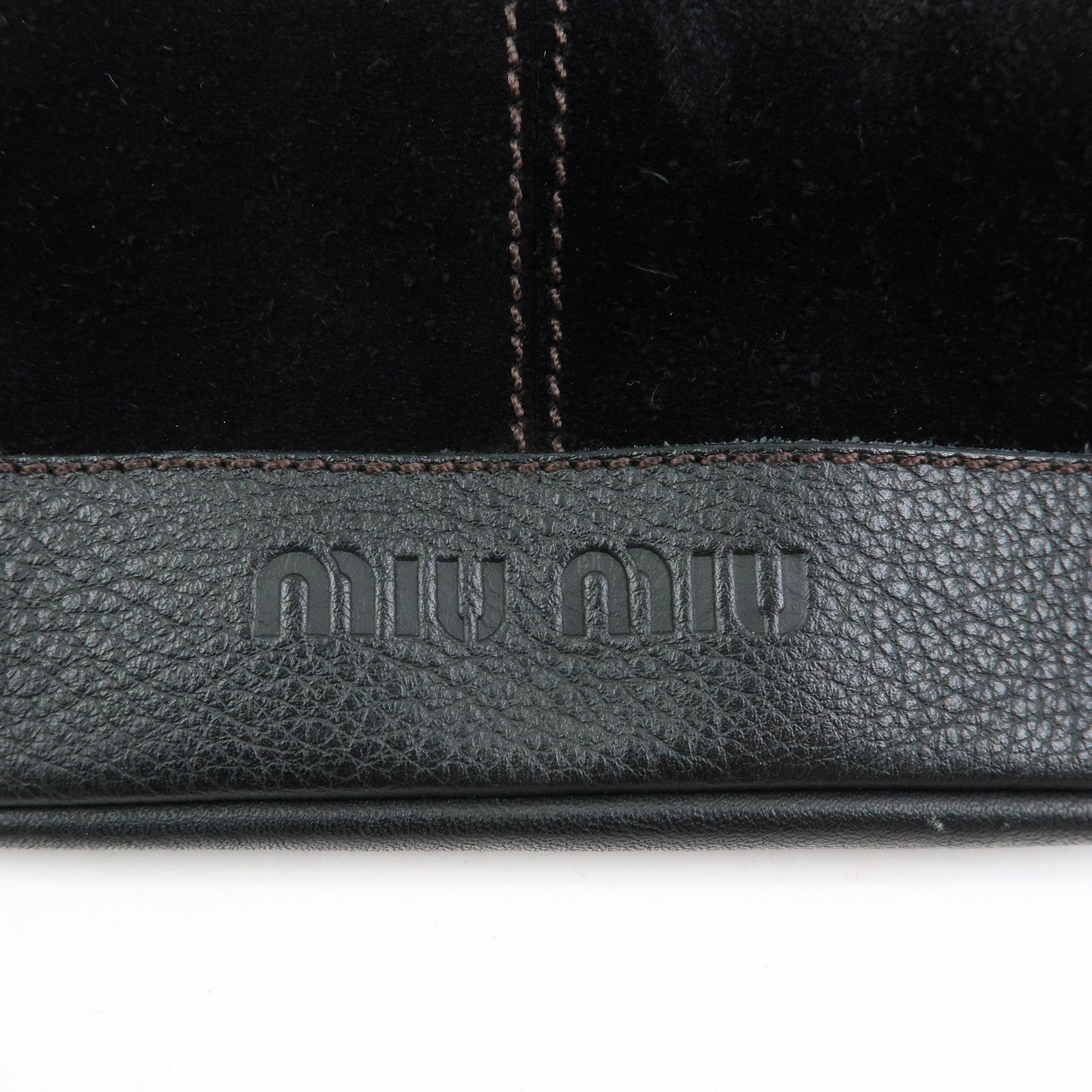 MIU MIU Suede Leather Shoulder Bag Crossbody Bag Black
