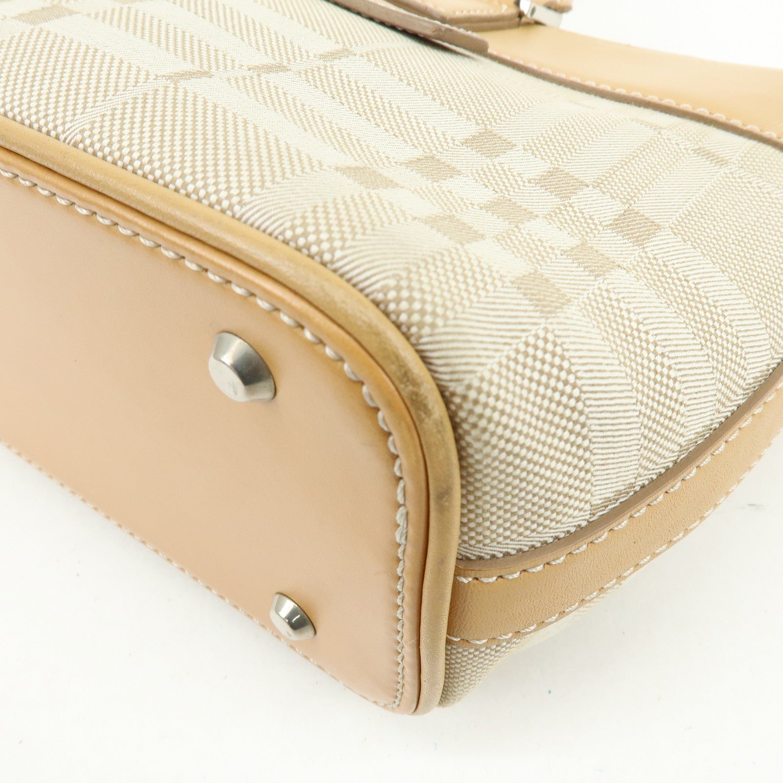 BURBERRY Canvas Leather Hand Bag Tote Bag Beige Light Beige