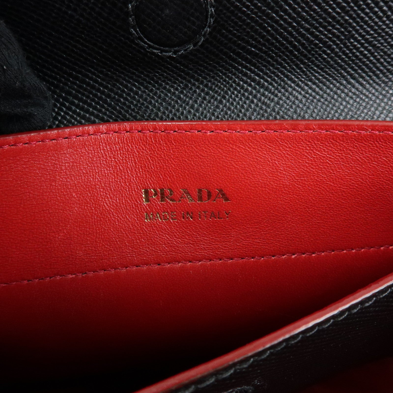 PRADA Triangle Logo Saffiano Leather Tote Bag Hand Bag Black BN2756