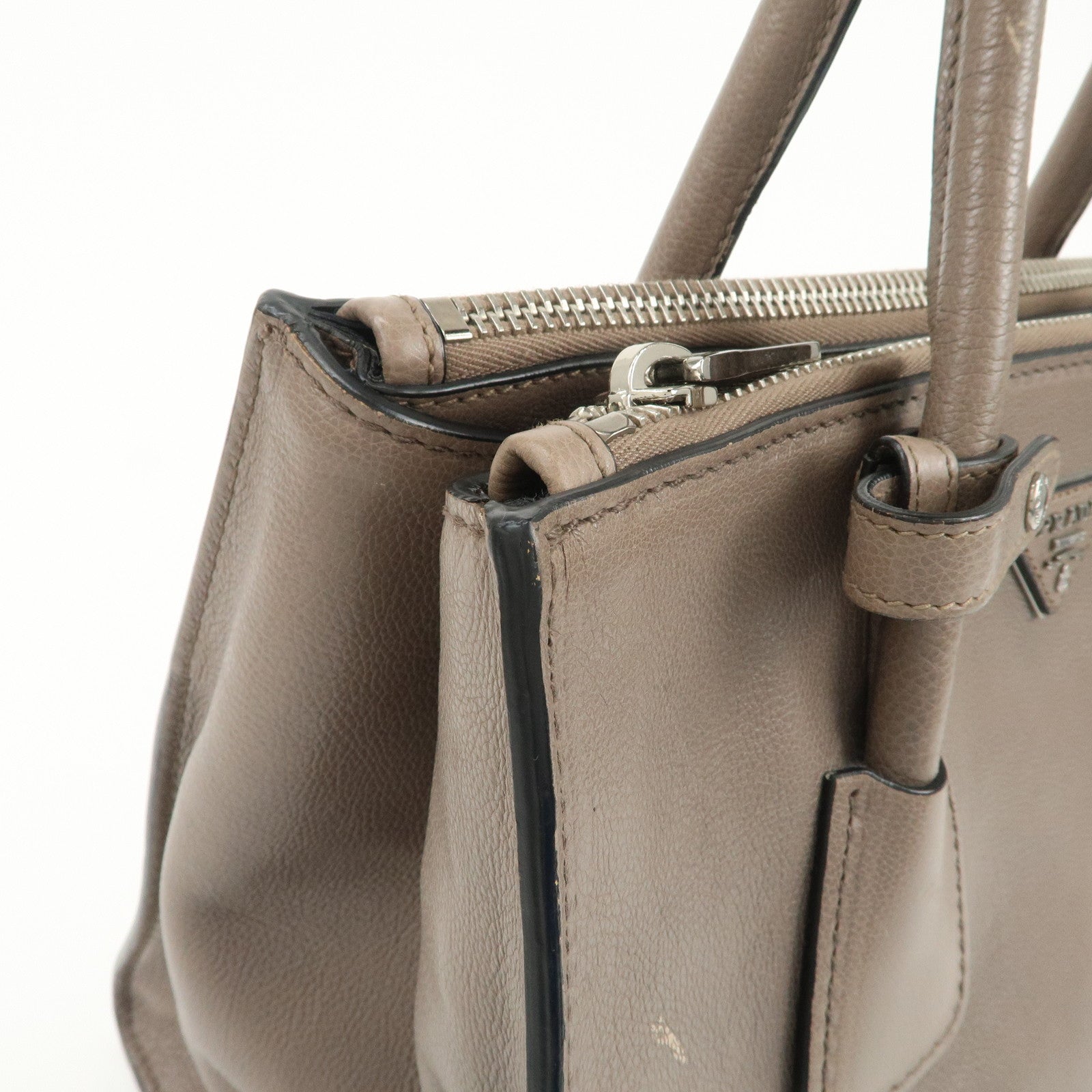 PRADA Triangle Logo 2Way Bag Hand Bag Shoulder Bag Gray BN2619
