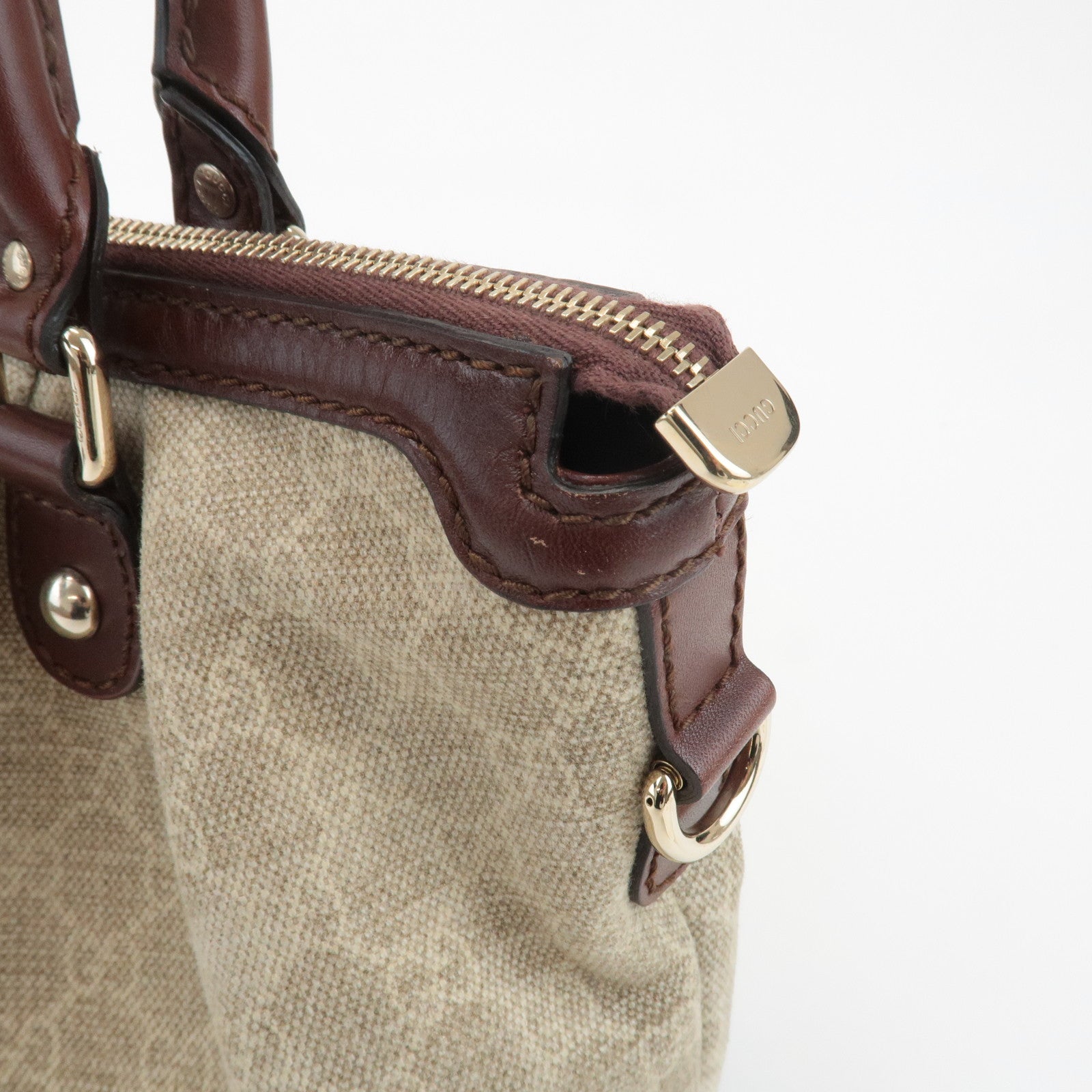 GUCCI Sukey GG Canvas Leather 2Way Bag Hand Bag Beige Brown 247902 Used