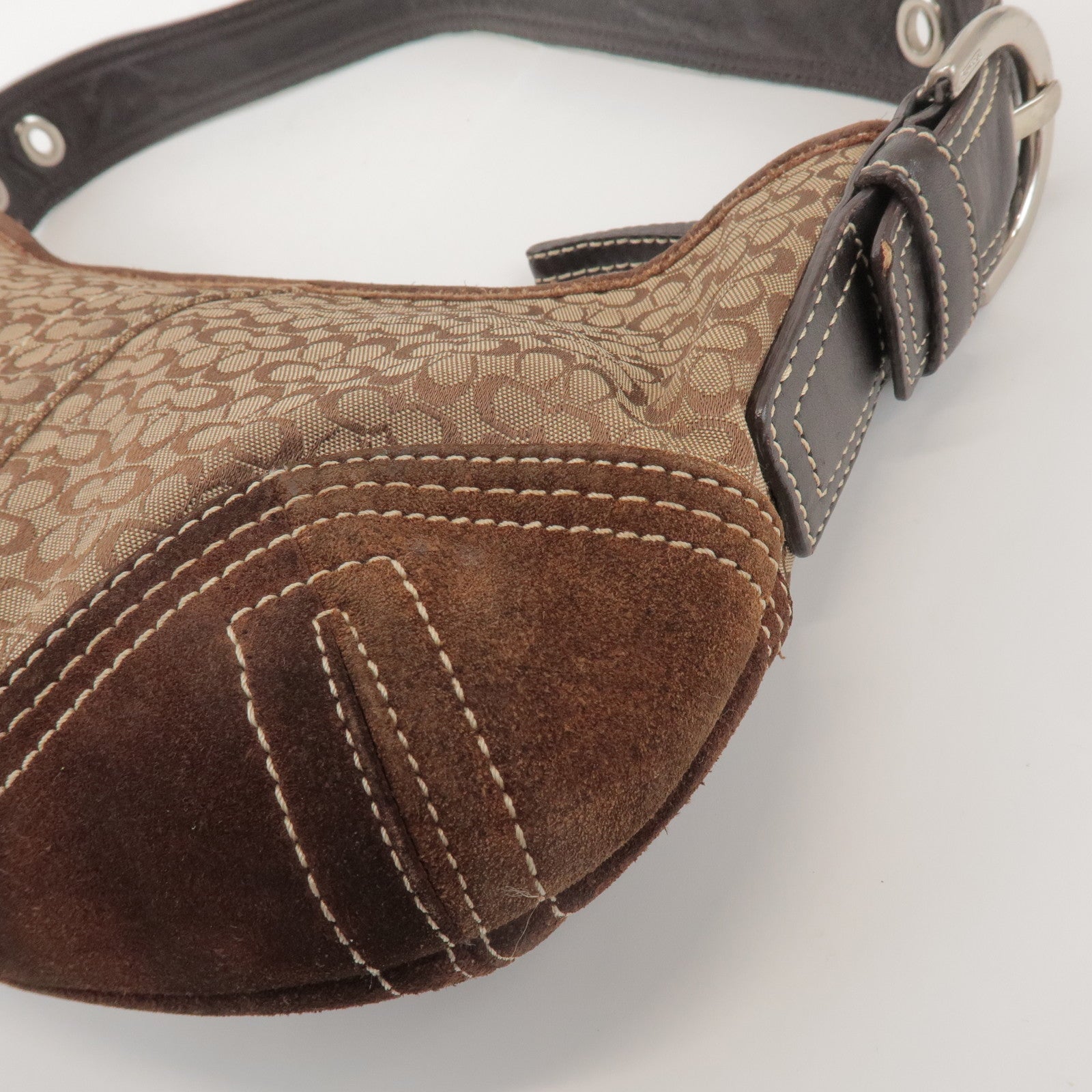 COACH Signature Set of 2 Canvas Leather Suede Shoulder Bag