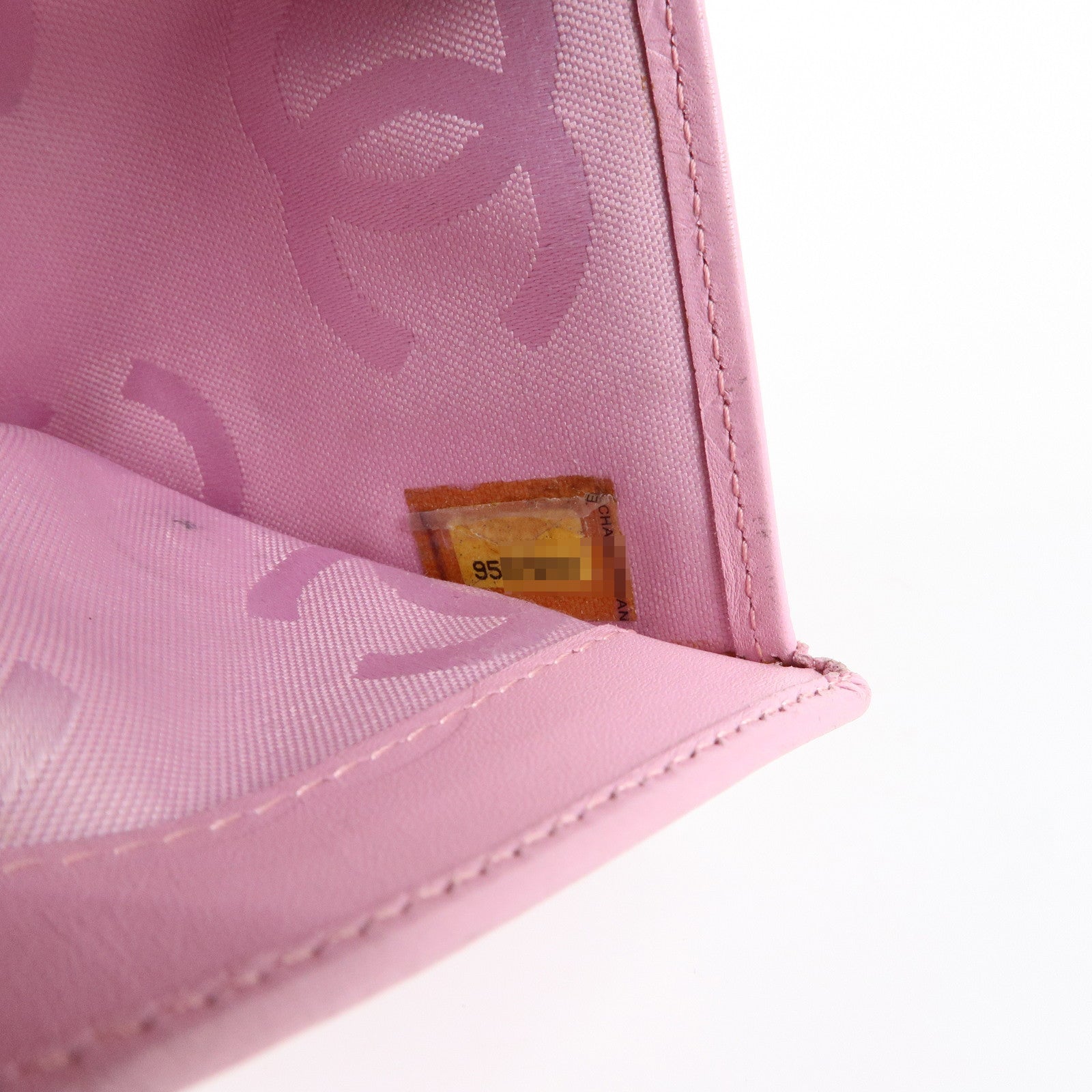 CHANEL Cambon Line Matelasse Lamb Skin Bi-fold Compact Wallet Pink