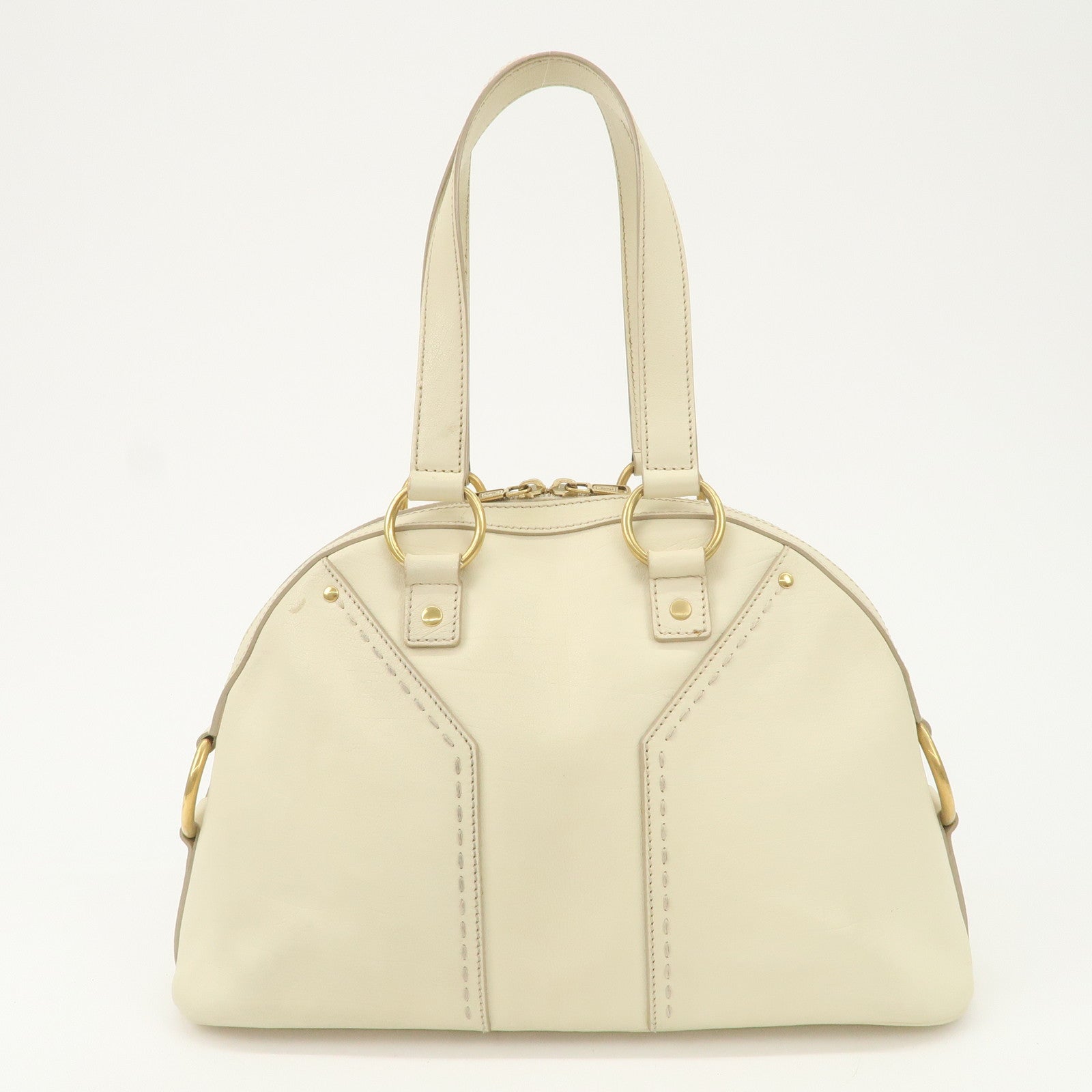 SAINT LAURENT PARIS Muse Leather Hand Bag Shoulder Bag Ivory