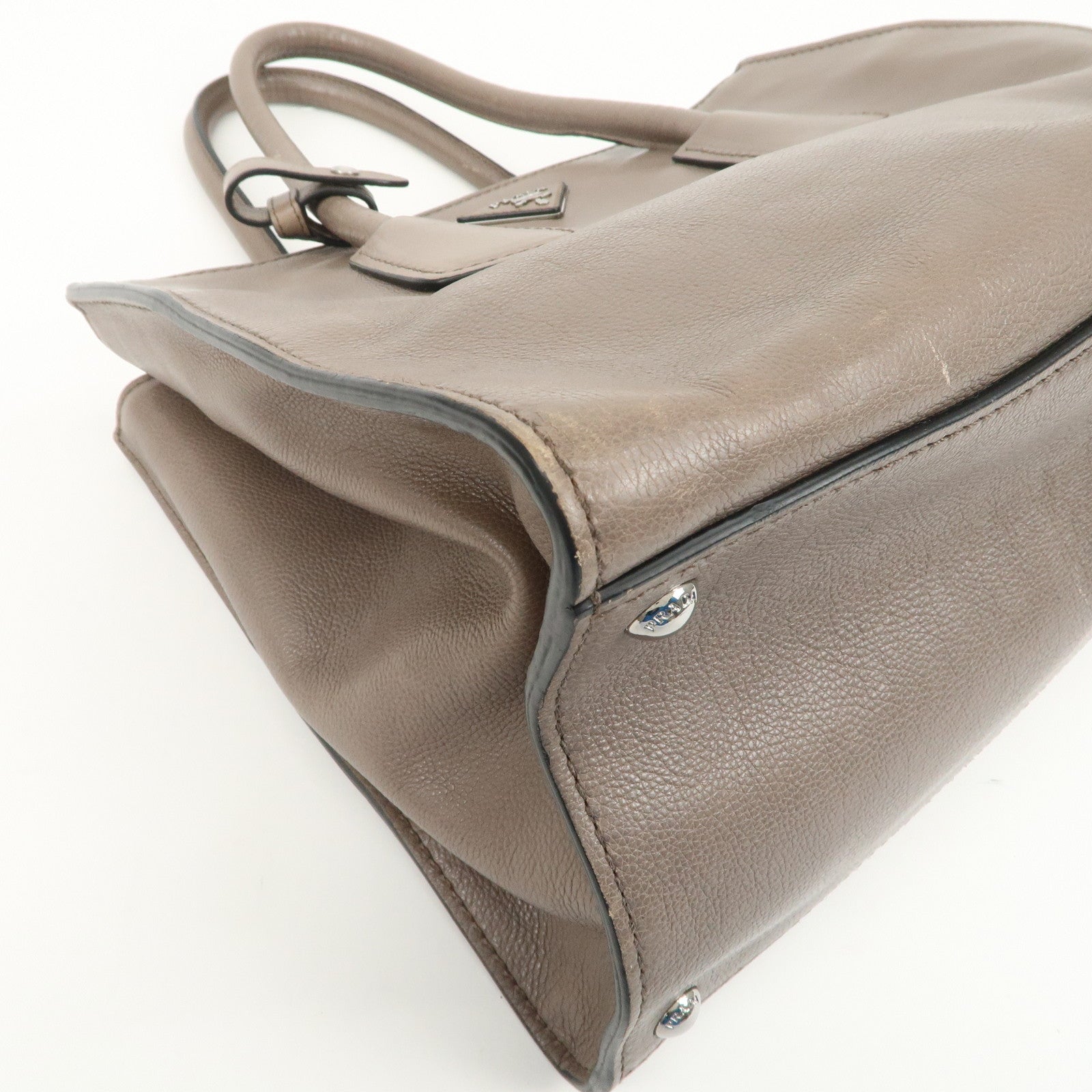 PRADA Triangle Logo 2Way Bag Hand Bag Shoulder Bag Gray BN2619