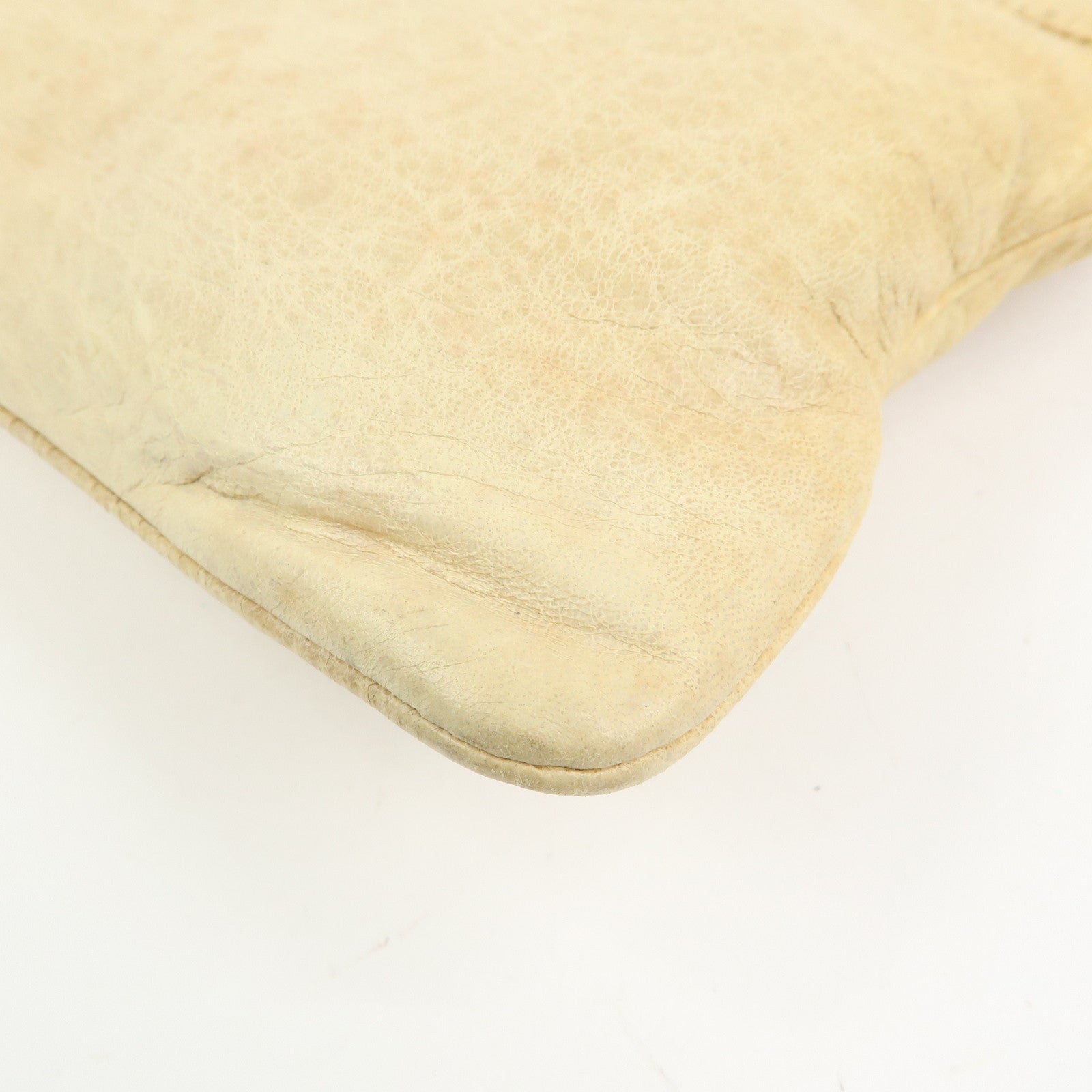 BALENCIAGA Leather Giant Clutch Bag Pouch Beige 204533