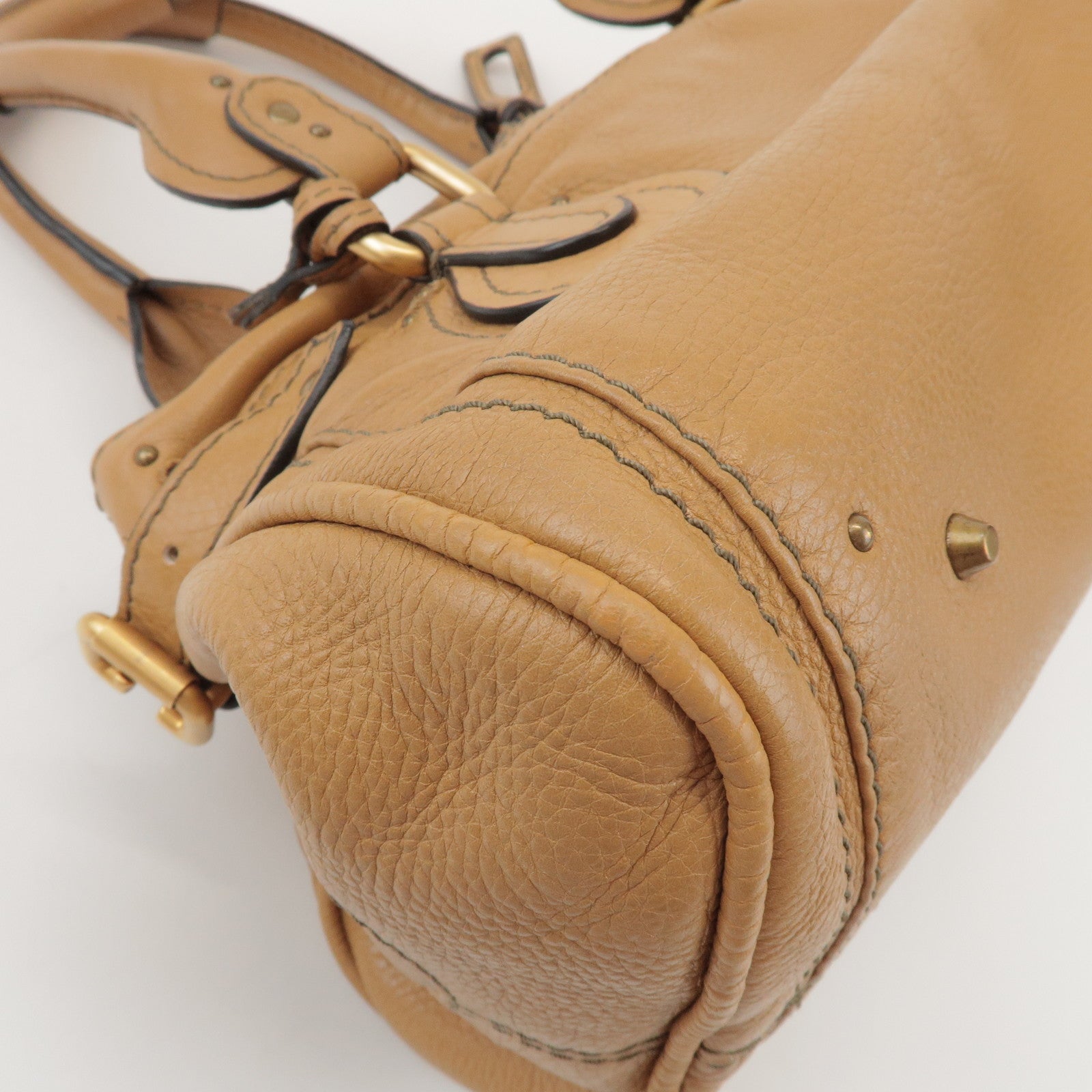 Chloe Paddington Leather Tote Bag Hand Bag Beige Brown