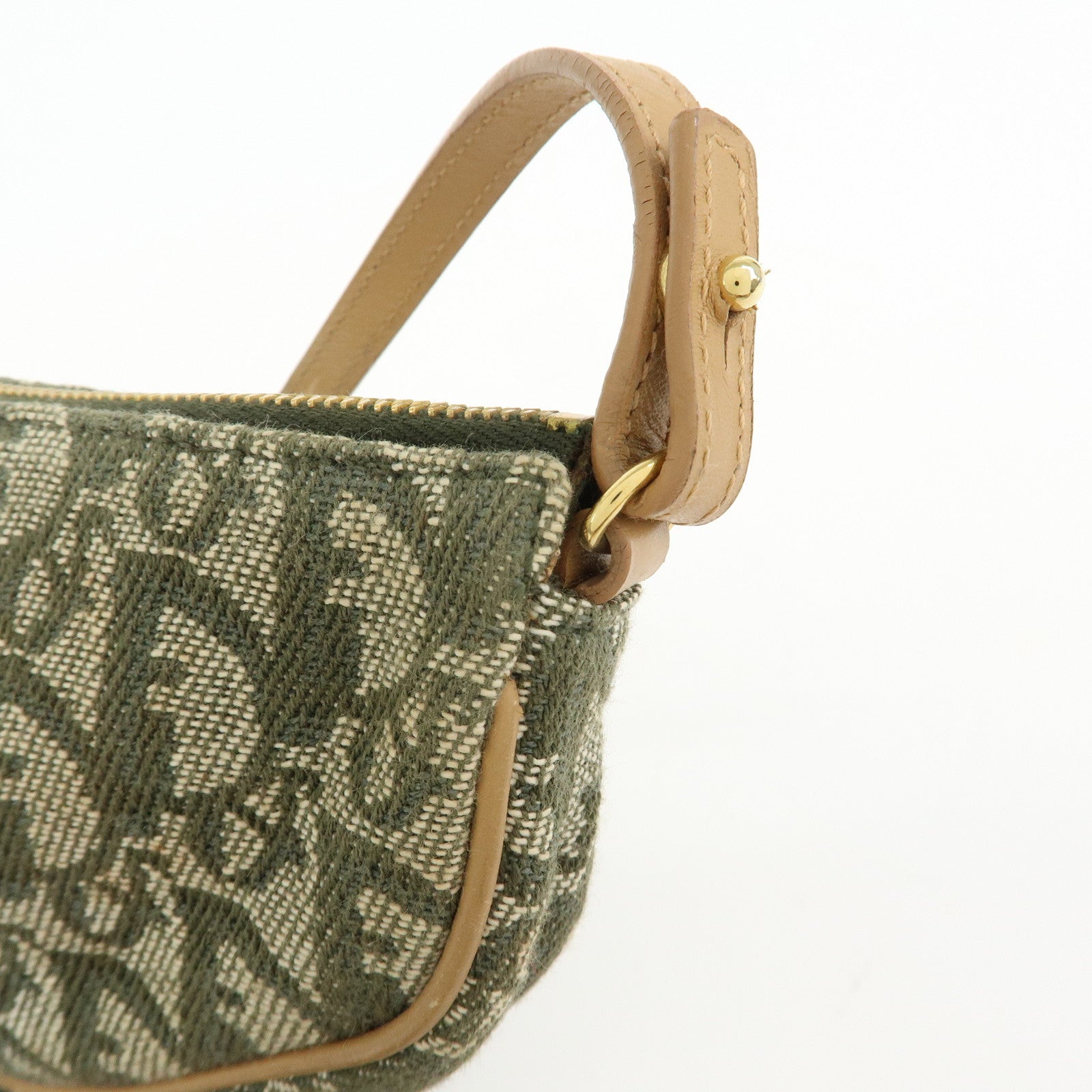 Christian Dior Saddle Trotter Jacquard Leather Hand Bag Green