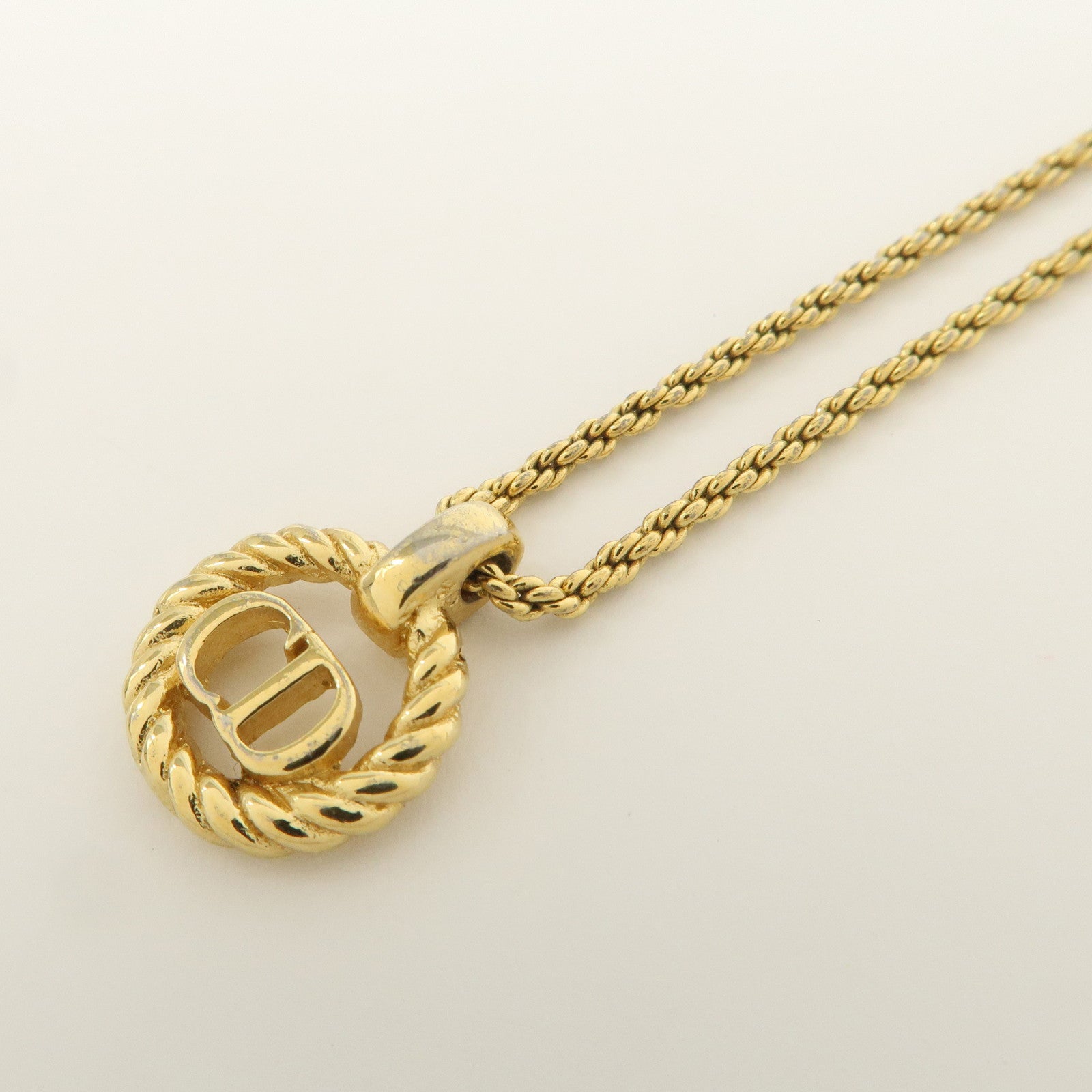 Christian Dior CD Logo Metal Necklace Choker Gold