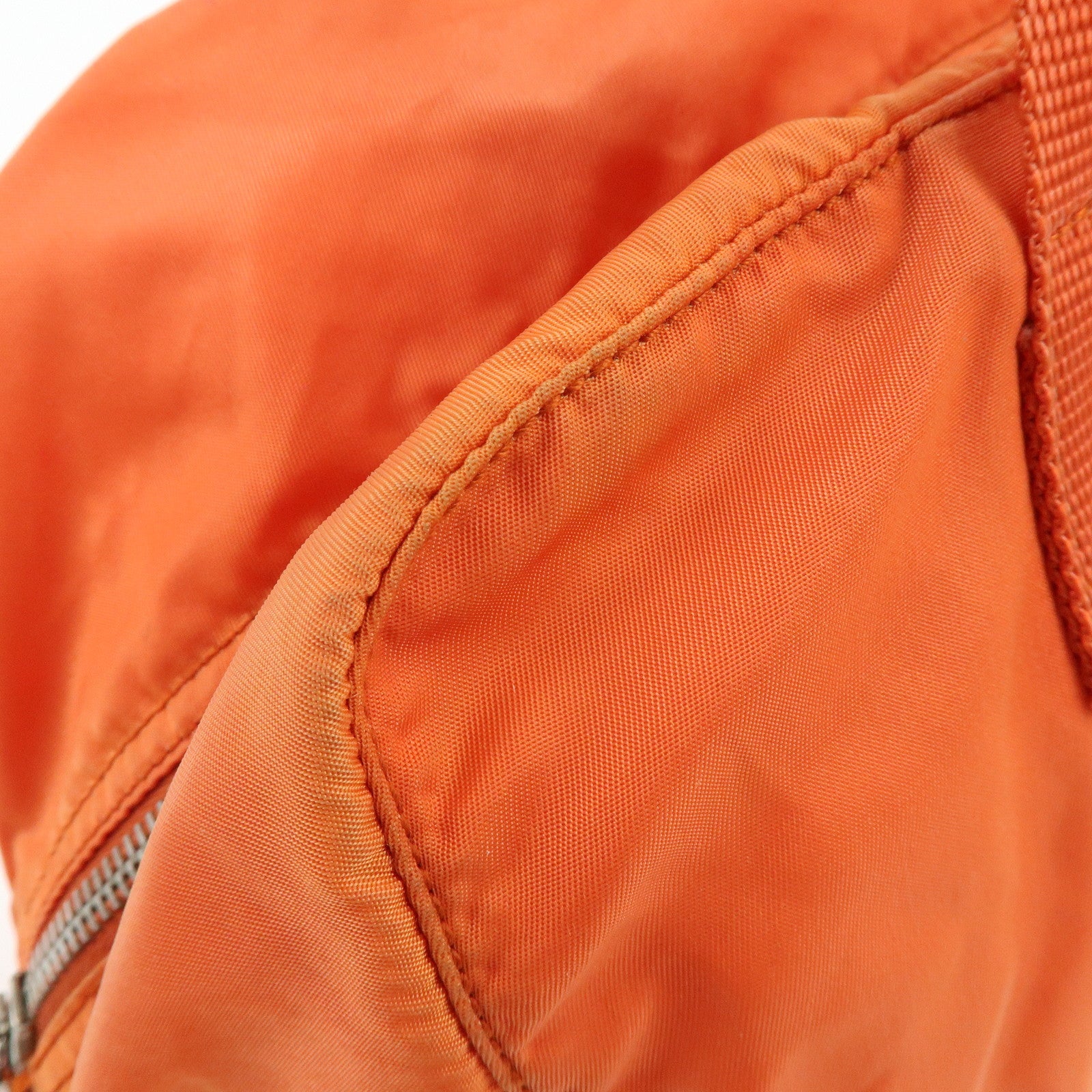 PRADA Triangle Logo Nylon Boston Bag Hand Bag Orange
