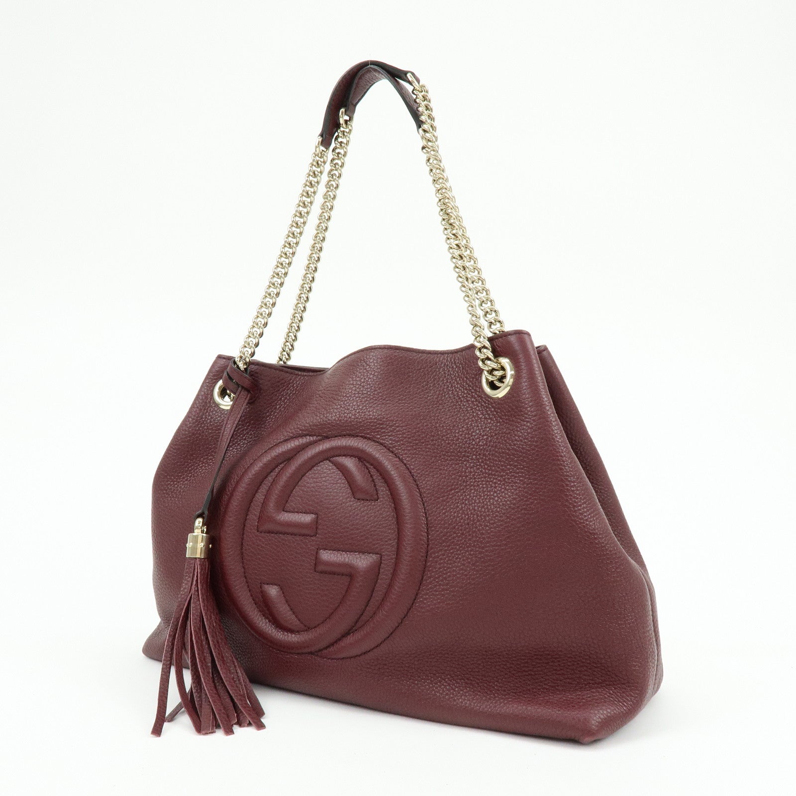 GUCCI SOHO Leather Chain Shoulder Bag Hand Bag Wine Red 308982