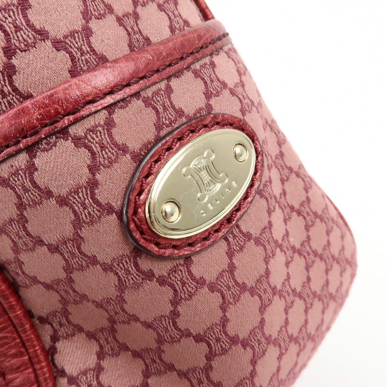 CELINE Macadam Boogie Bag Canvas Leather Hand Bag Tote Bag Pink