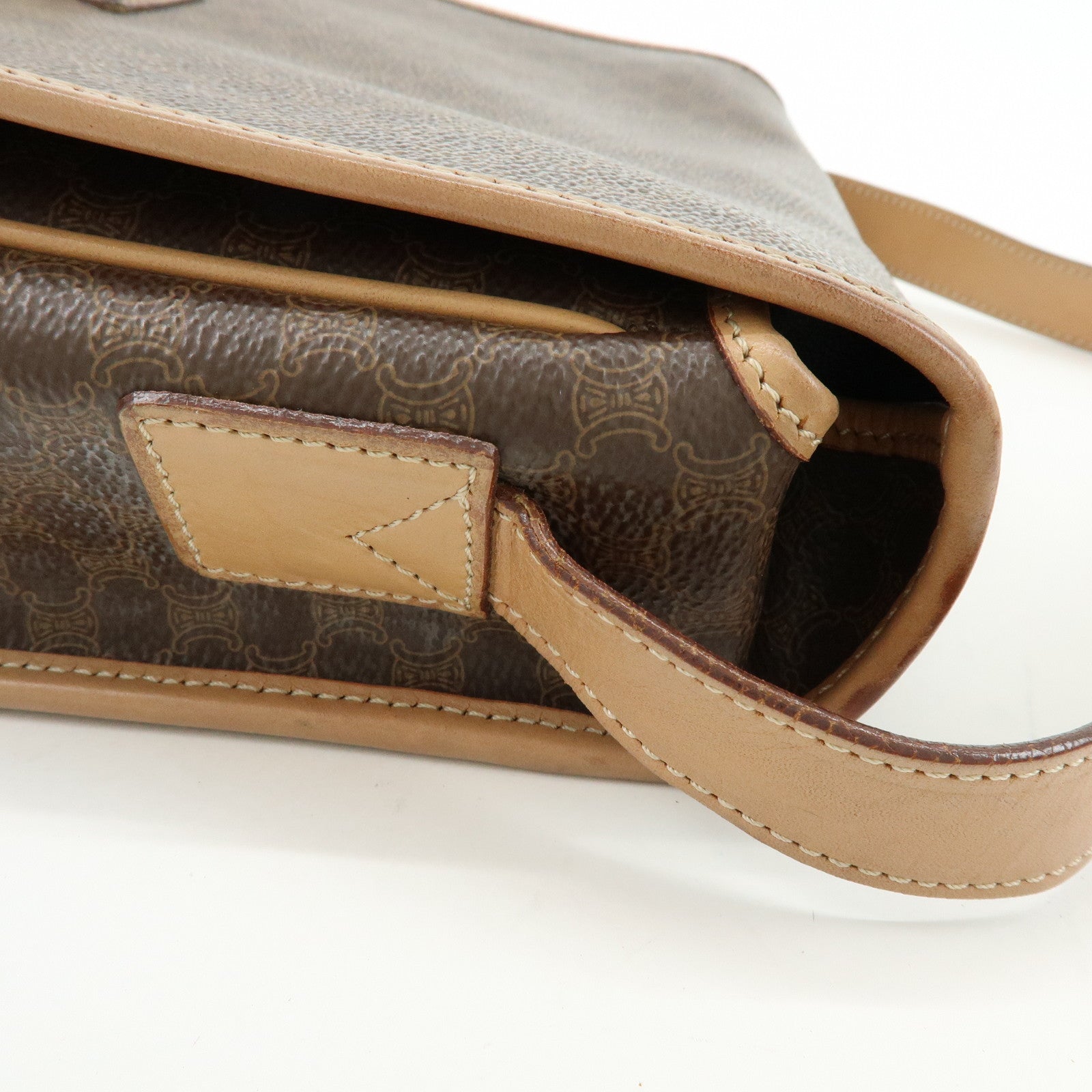 CELINE Macadam PVC Leather Shoulder Bag Crossbody Bag Brown