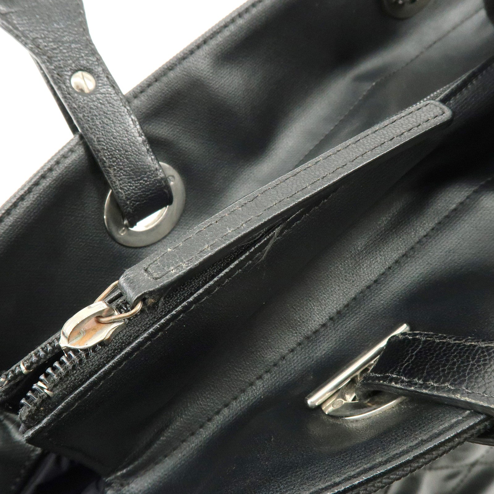 CHANEL PVC Canvas Leather Paris Biarritz MM Tote Hand Bag A34209