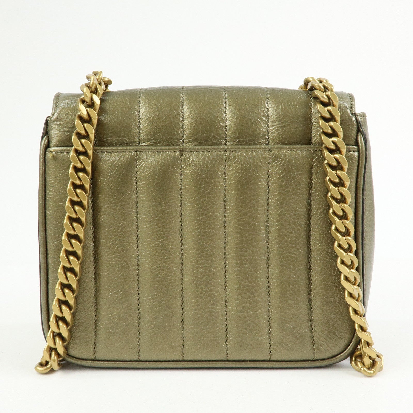 SAINT LAURENT PARIS Leather Vicky Shoulder Bag Crossbody Bag Gold