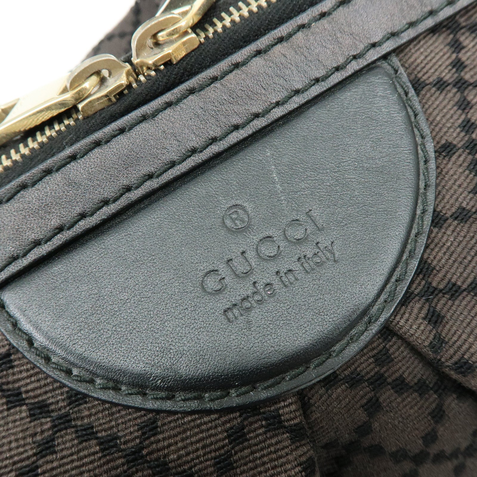 GUCCI Diamante Canvas Leather Shoulder Boston Bag Brown 269930