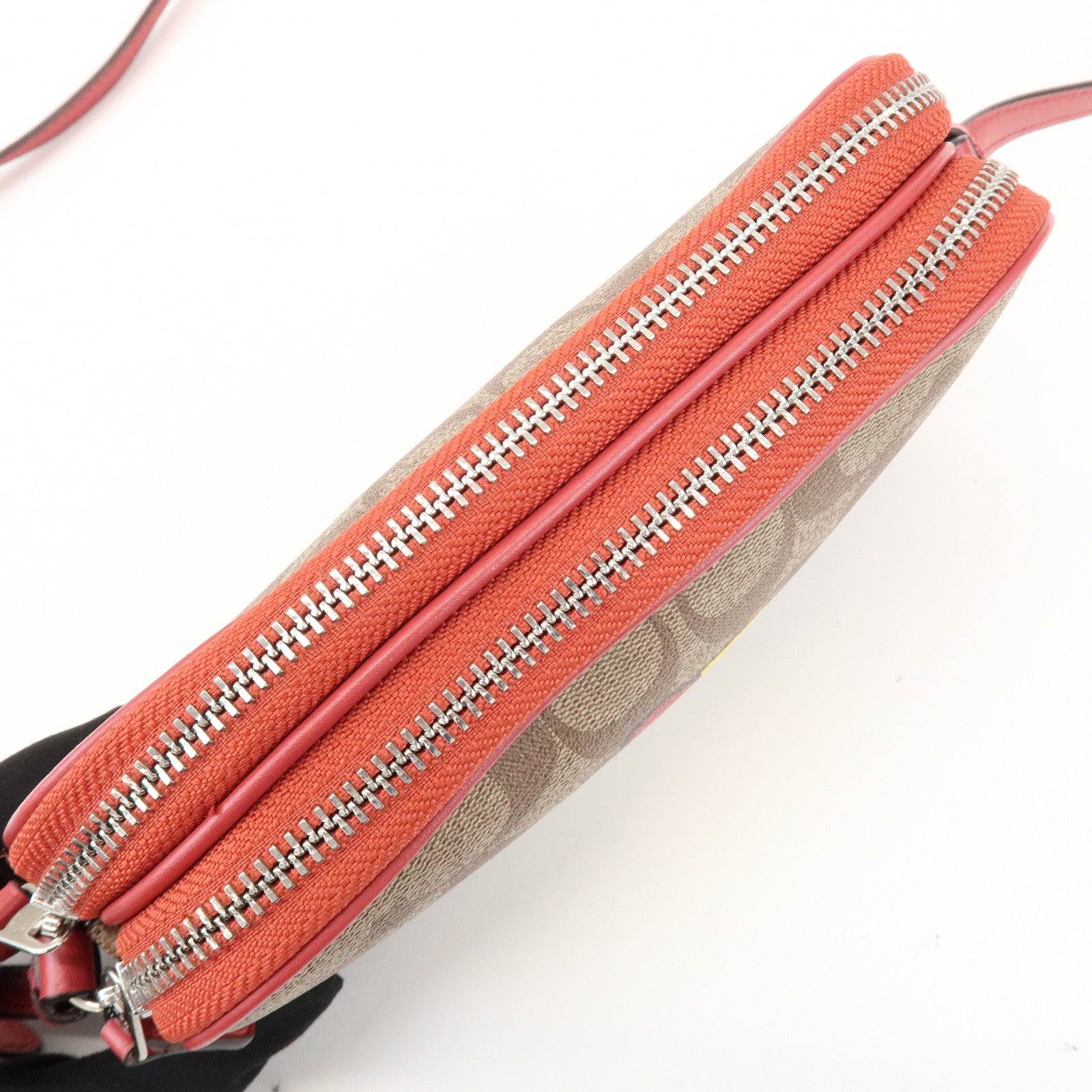 COACH Signature Pacman Collaboration Shoulder Bag Brown Red