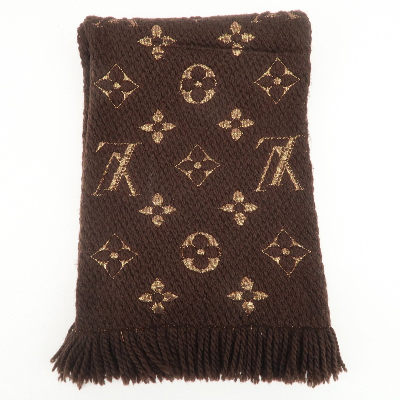 Louis Vuitton Echarpe Logomania Shine Wool Silk Scarf Brown M71383