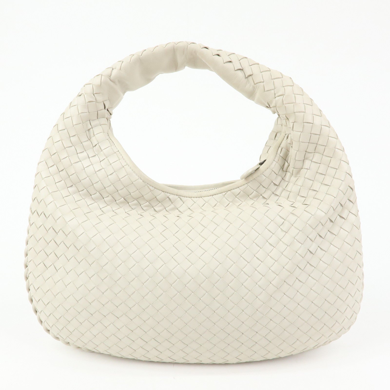BOTTEGA VENETA Hobo Intrecciato Leather Shoulder Bag Ivory 232499
