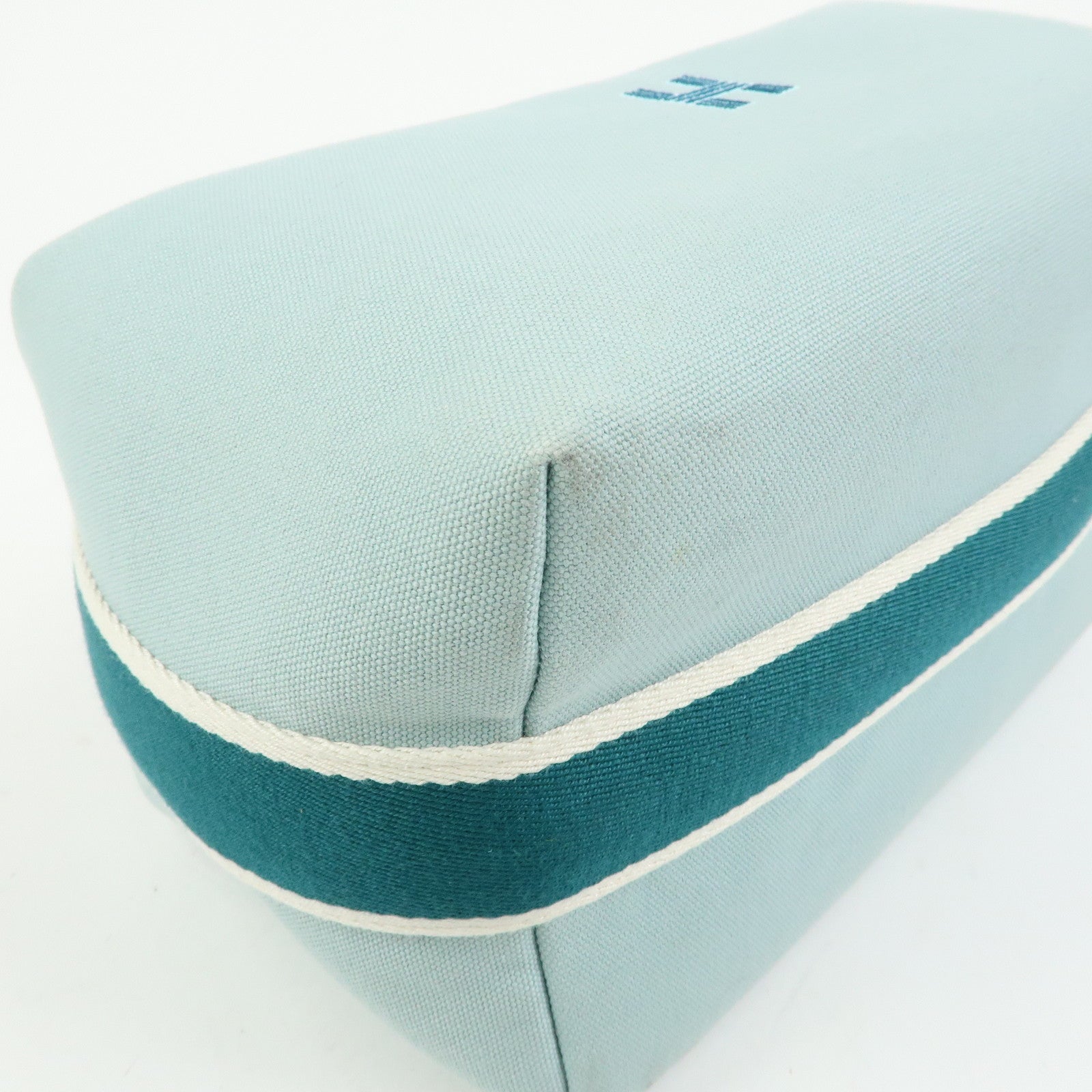 HERMES Bride A Brac GM Cotton Hand Bag Vanity Bag Light Blue