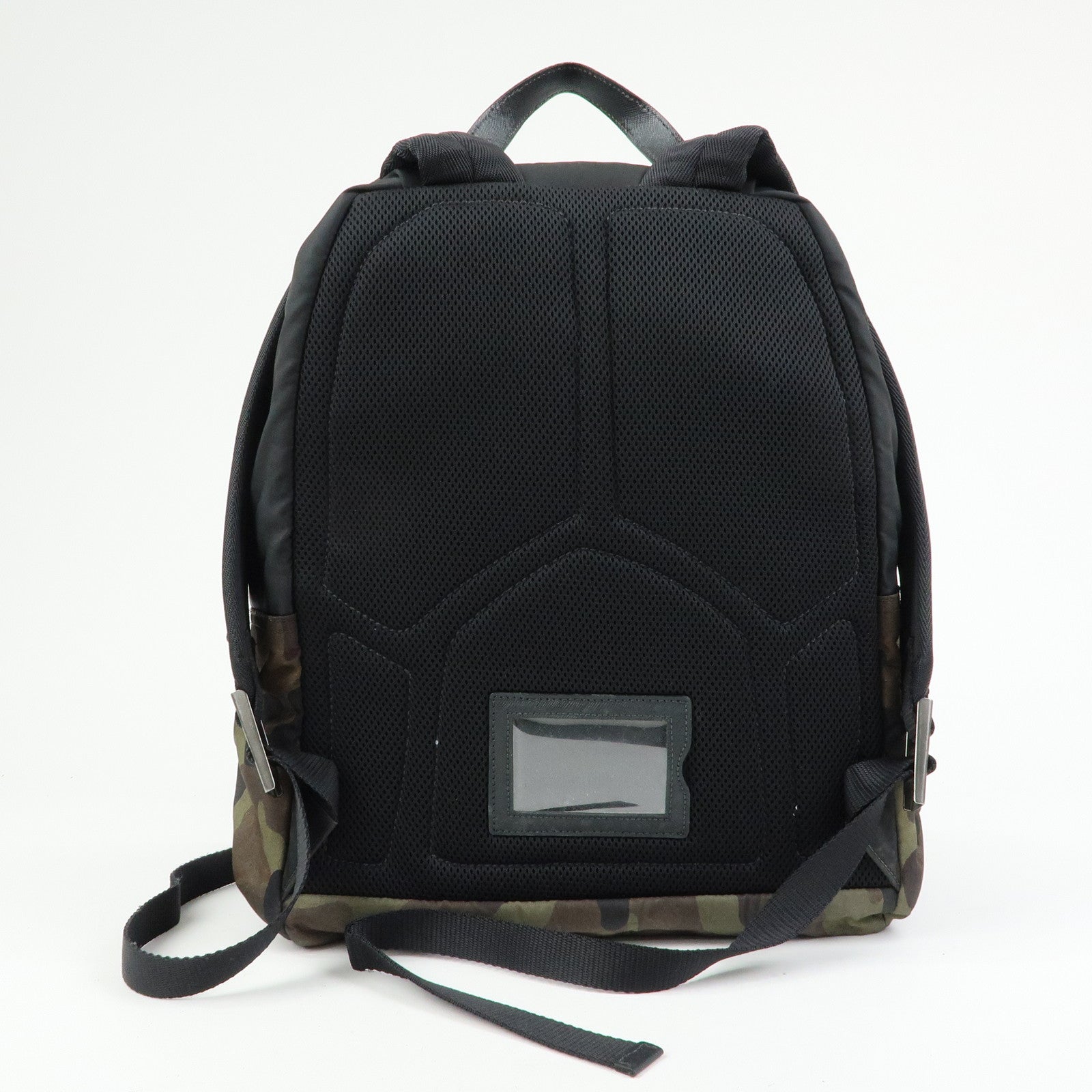 PRADA Triangle Logo Nylon Leather Backpack Camouflage VZ0066
