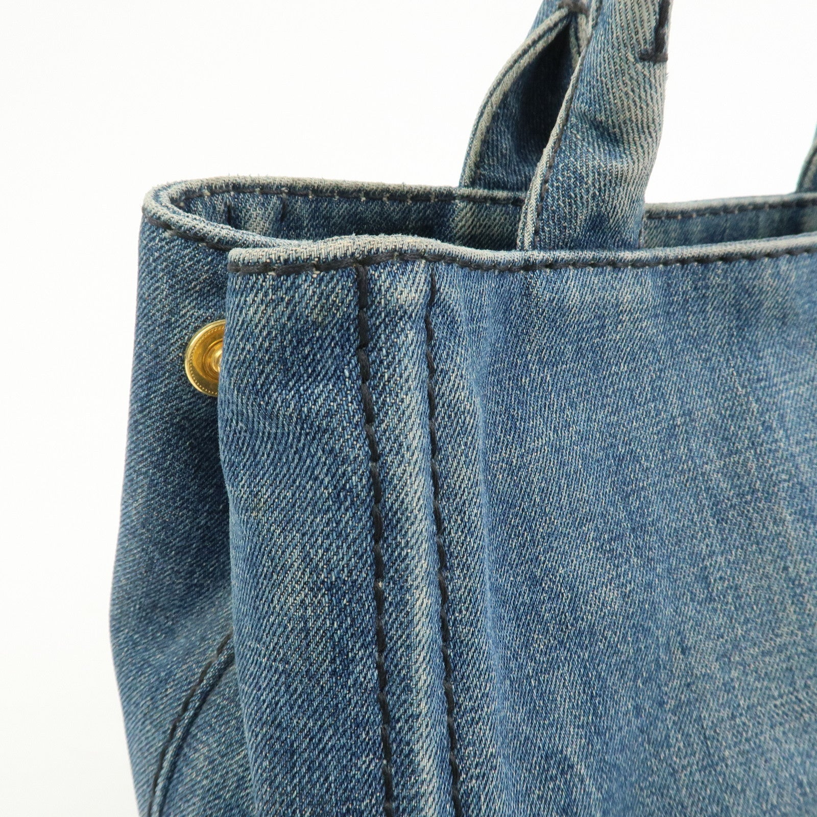 PRADA Logo Canapa Mini Denim 2Way Bag Hand Bag Shoulder Bag 1BG439