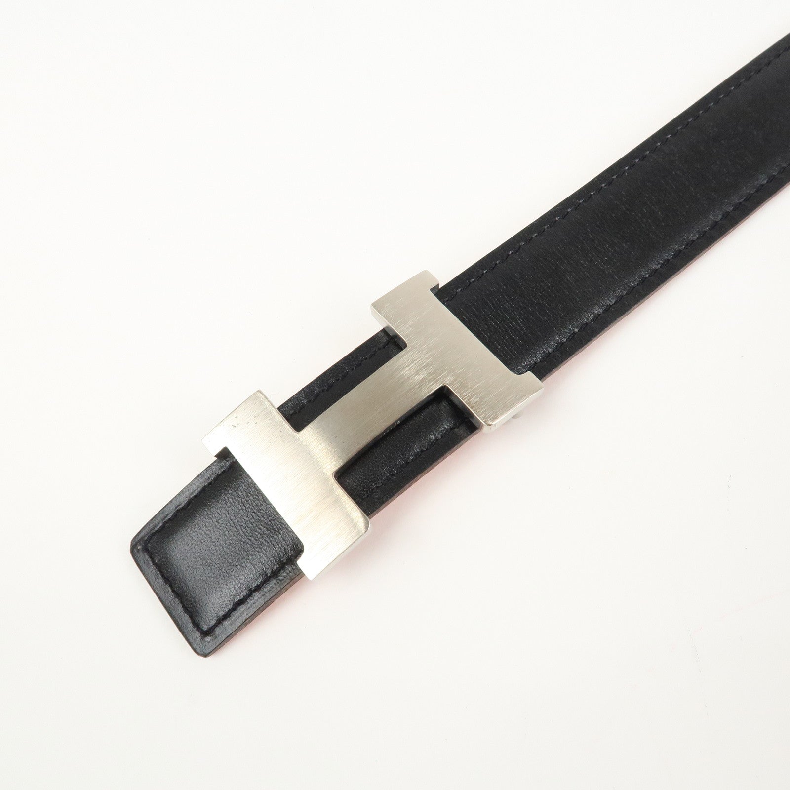 HERMES H Buckle Reversible Constance Leather Belt E Stamped Black