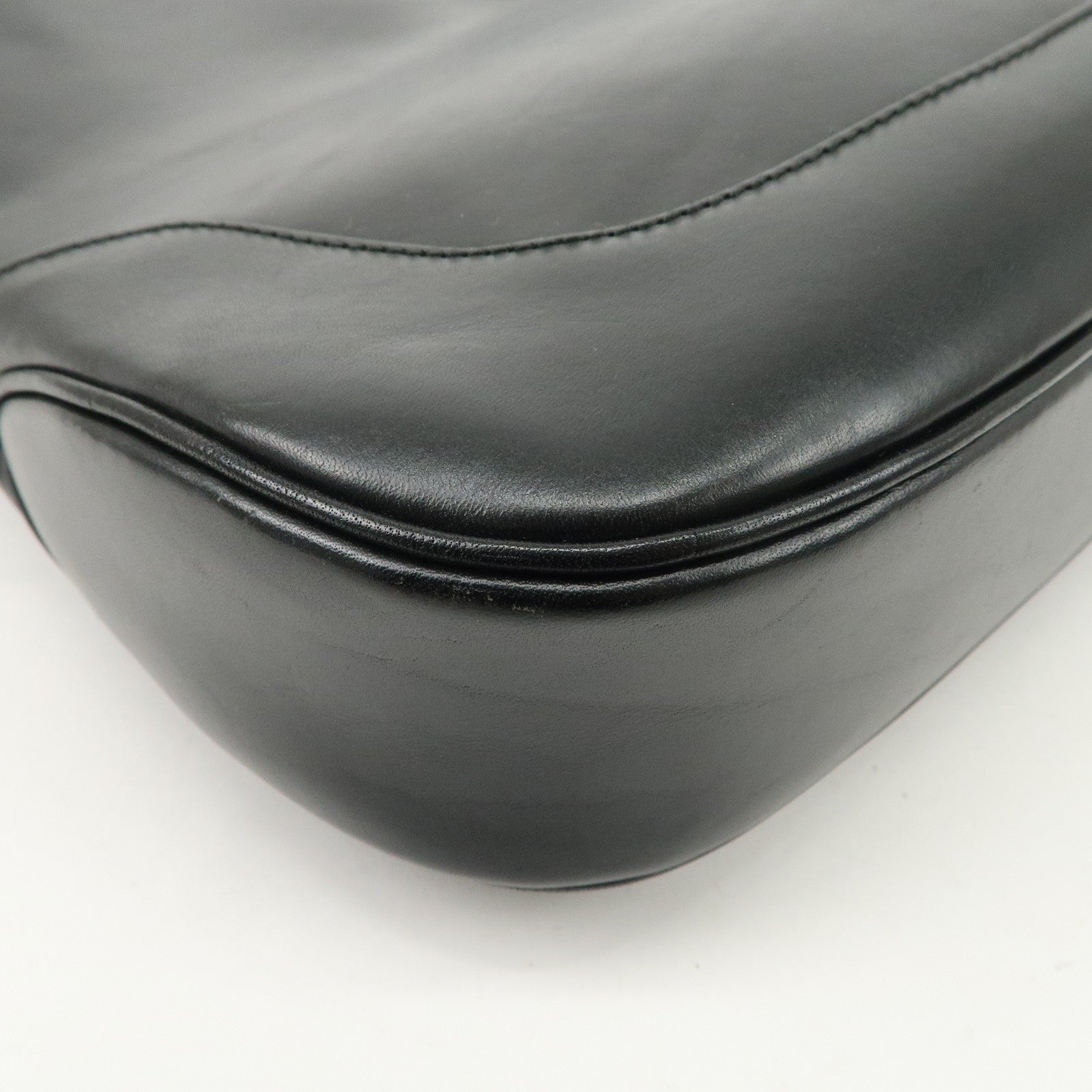 GUCCI Jackie Leather Shoulder Bag Hand Bag Black Silver Hardware 001.3346 Used