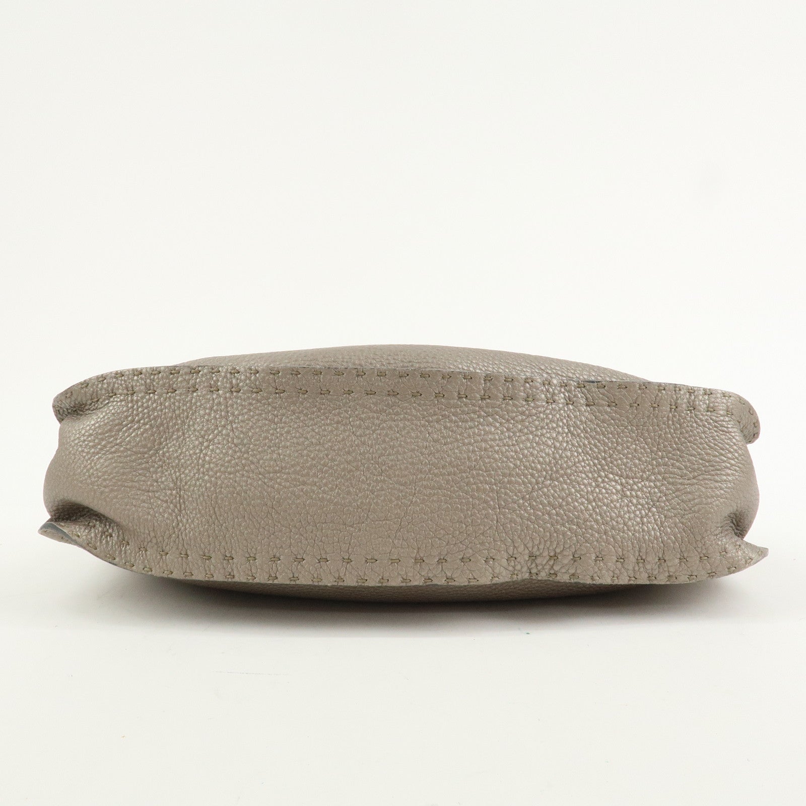 FENDI Selleria Leather Shoulder Bag Hand Bag Silver 8BR582