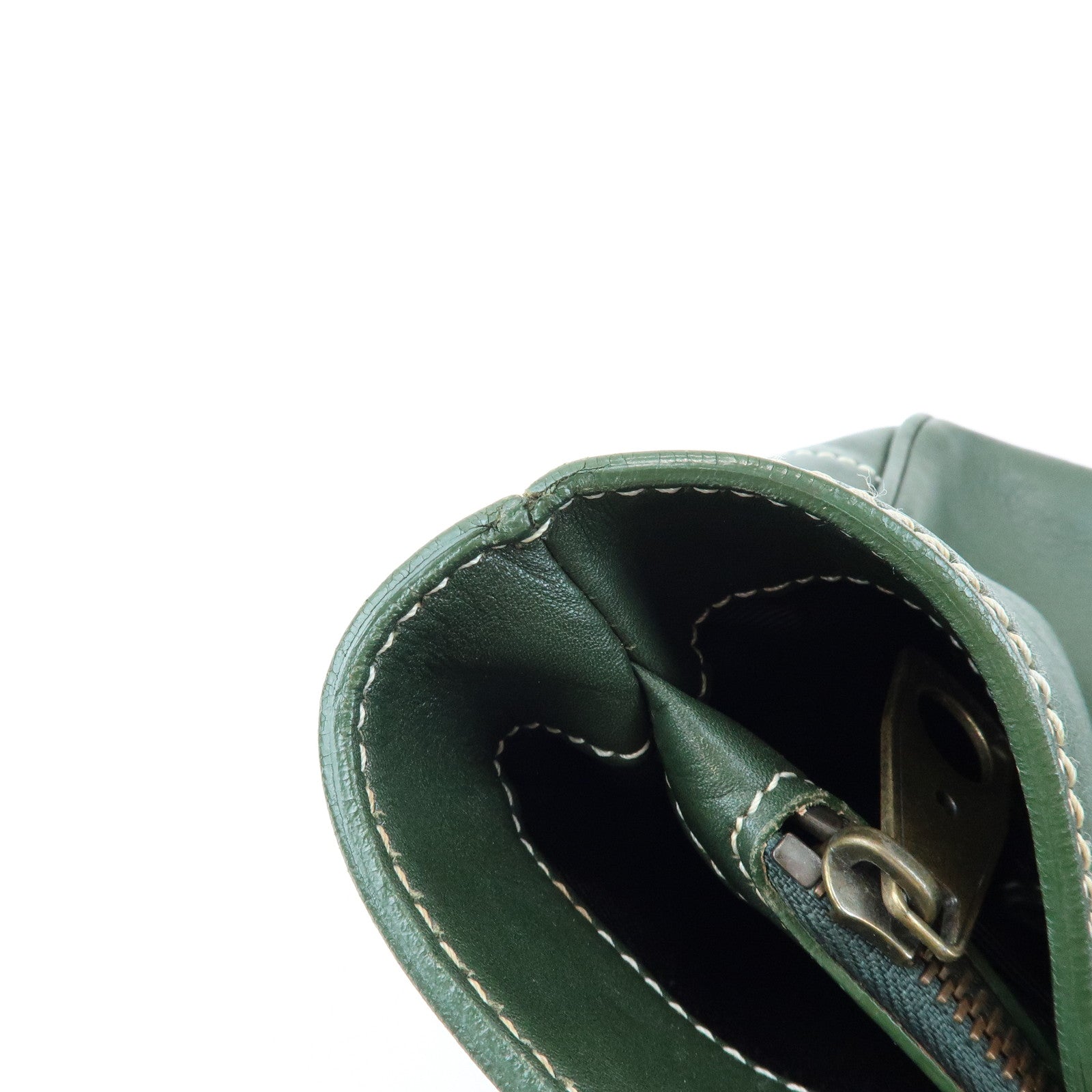 CELINE Boogie Bag Leather Hand Bag Tote Bag Dark Green