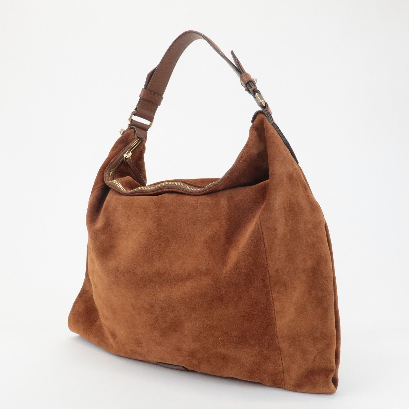 JIMMY CHOO Logo Suede Leather Shoulder Bag Hand Bag Brown Used