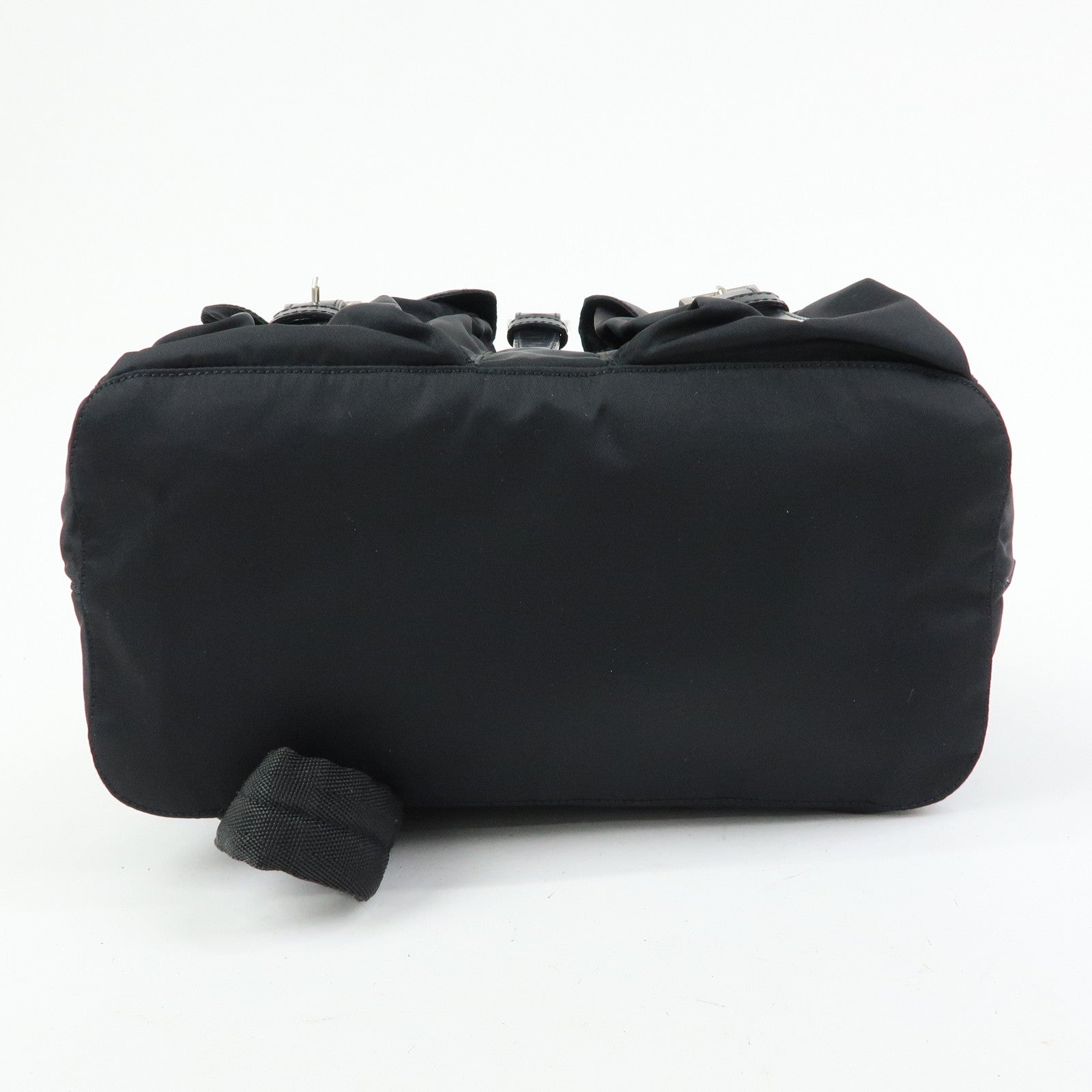 PRADA Triangle Logo Nylon Leather Backpack Rucksuck Black