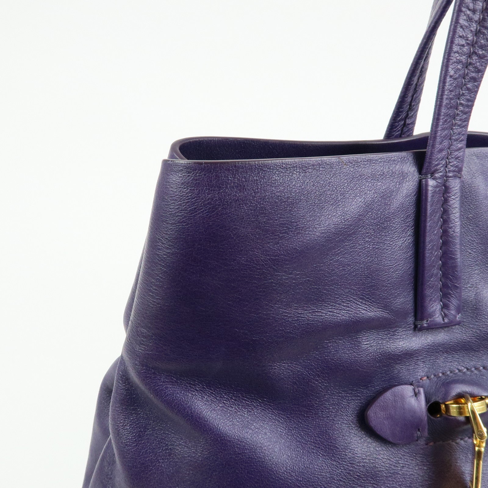MIU MIU Soft Leather Shopping Tote Bag Shoulder Bag Purple RR1820