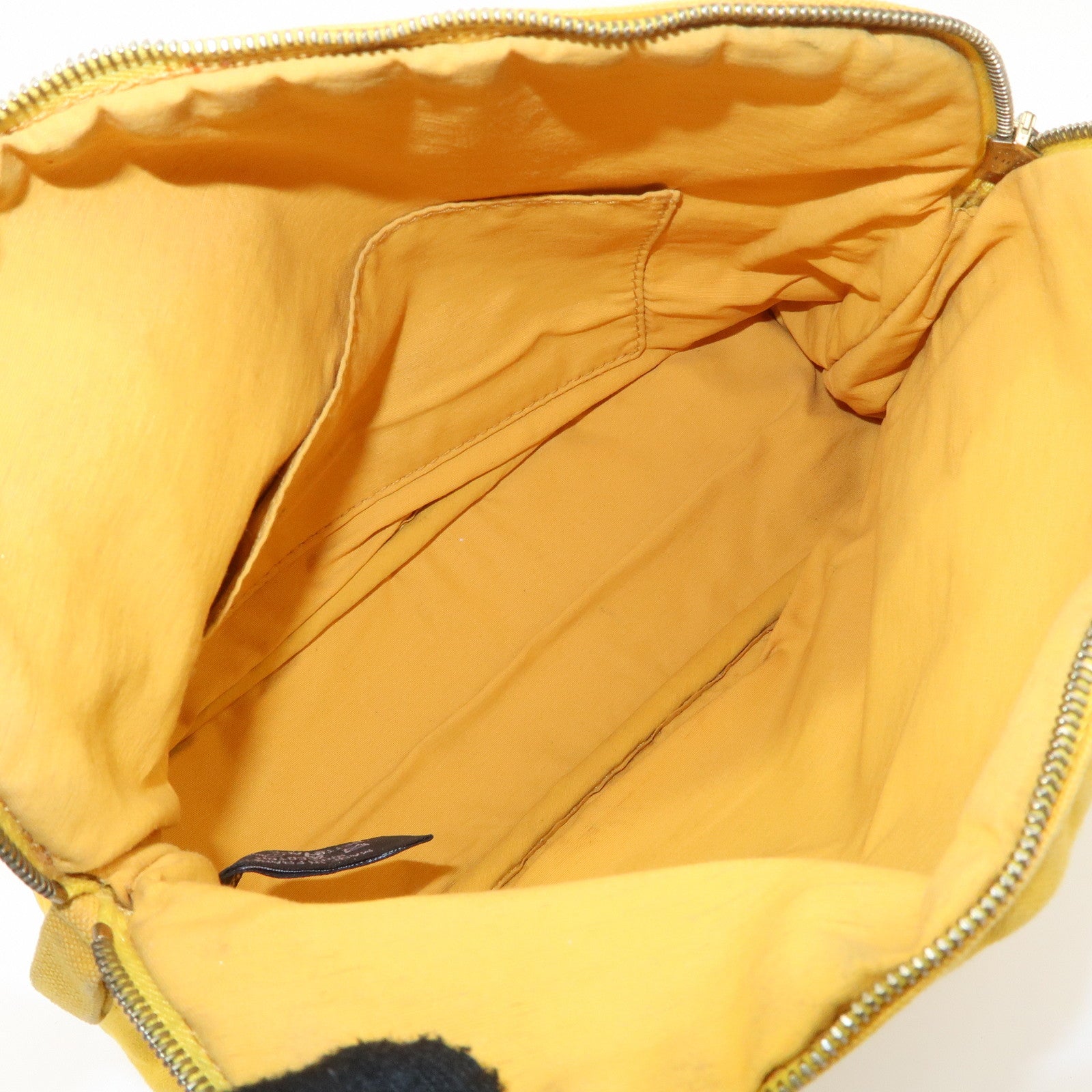 HERMES Set of 2 Leather Canvas Pouch Cosmetic Pouch Pink Yellow Used