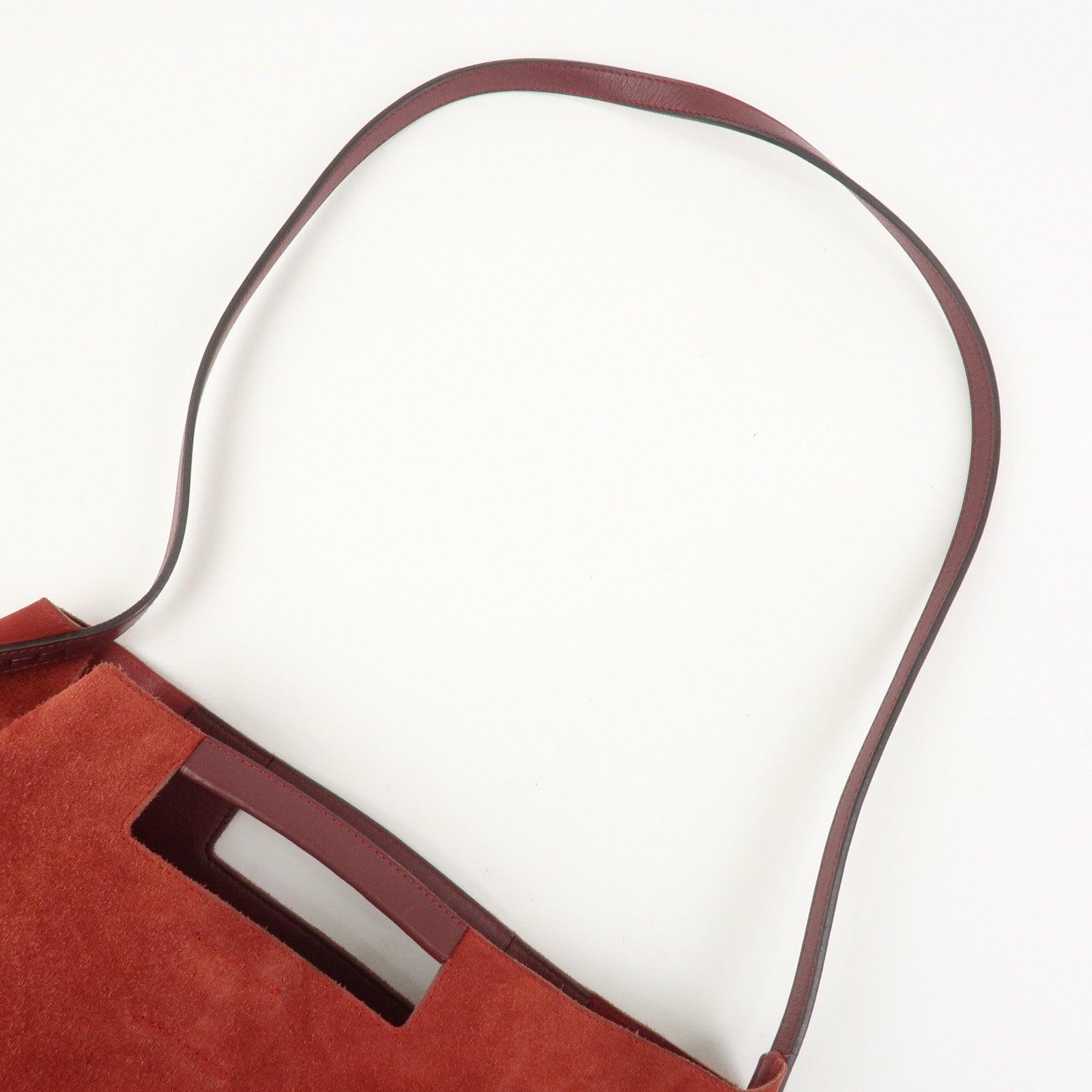 LOEWE Anagram Suede Leather 2Way Bag Shoulder Hand Bag Red 061307