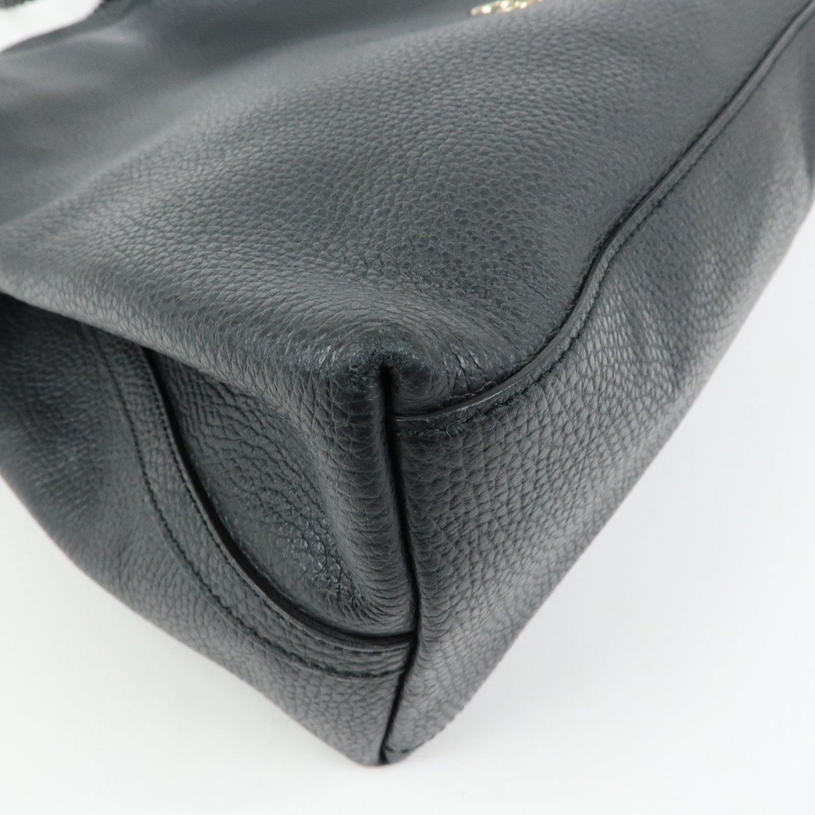 GUCCI Logo Leather Tote Bag Shoulder Bag Black 380118