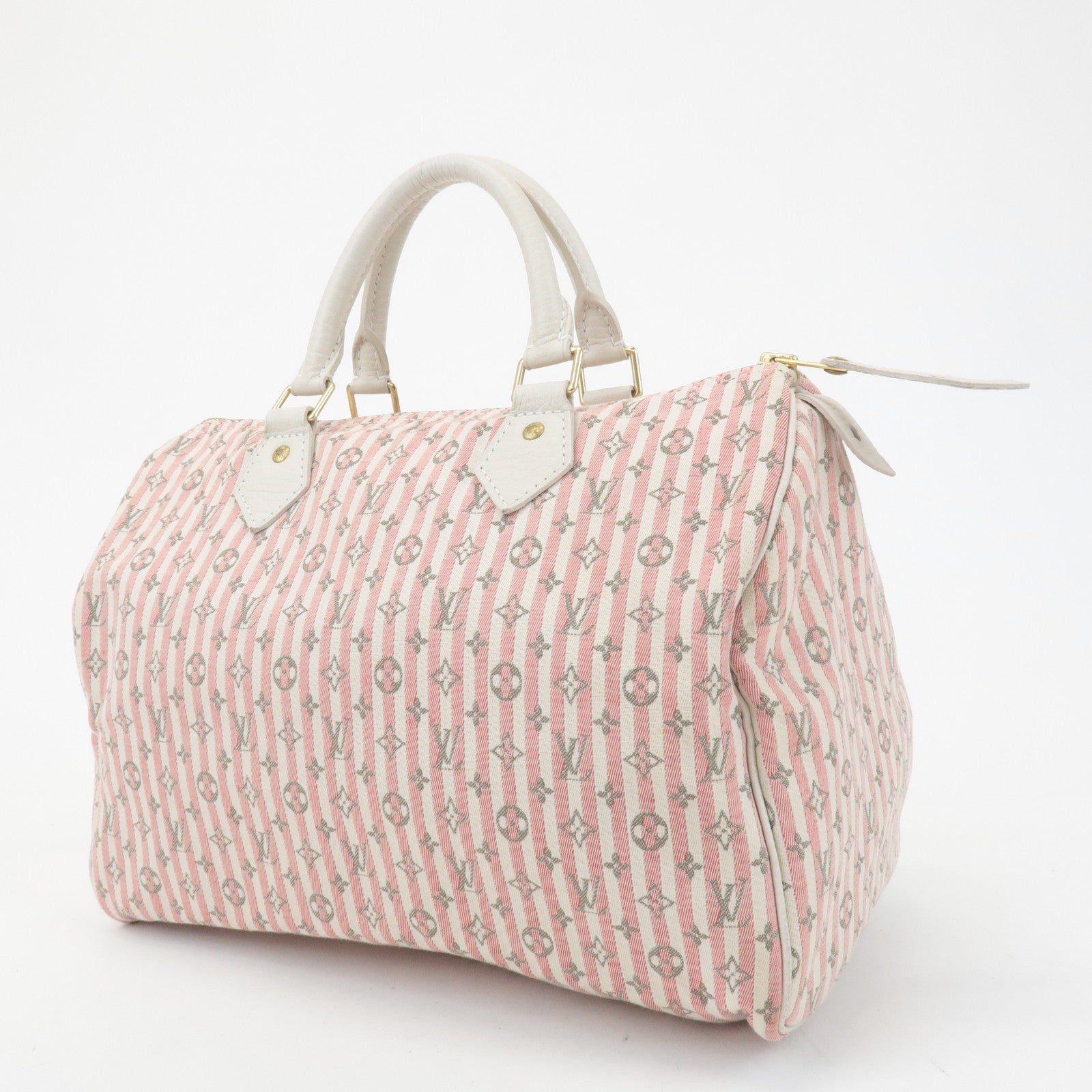 Louis Vuitton Monogram Mini Lin Speedy 30 Boston Bag Rouge M95501 Used