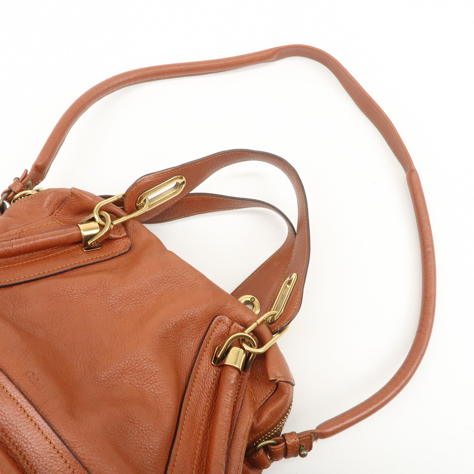 Chloe Paraty Leather 2Way Bag Shoulder Bag Hand Bag Brown