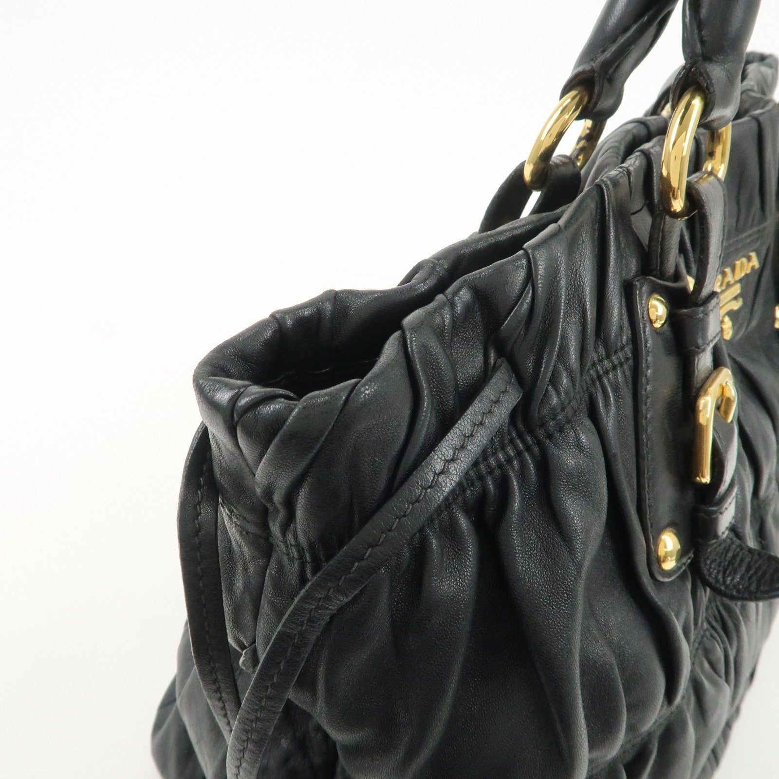 PRADA Leather 2WAY Bag Hand Bag Shoulder Bag Black BN1788