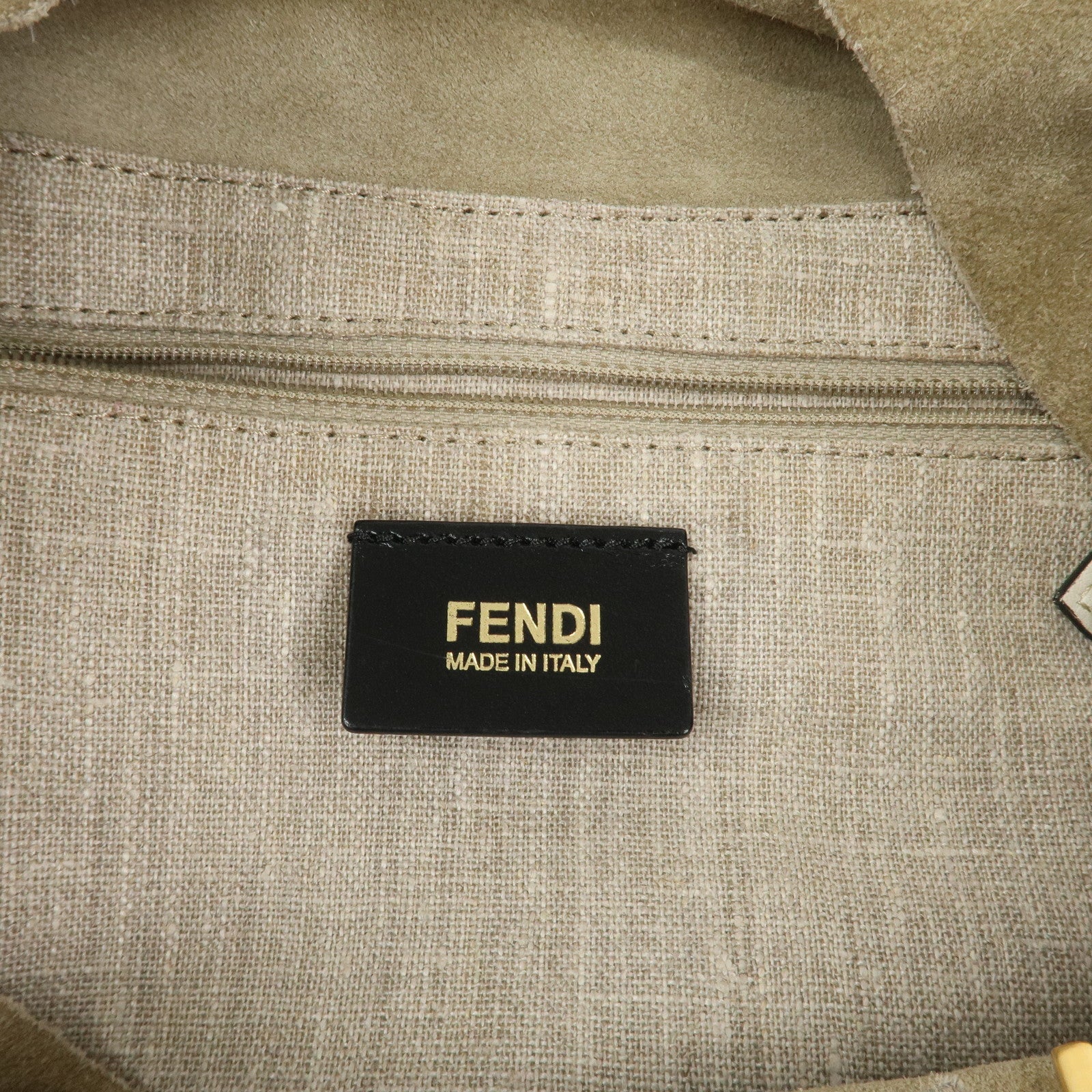 FENDI Logo Leather 2Way Bag Hand Bag Shoulder Bag Ivory 8BN238