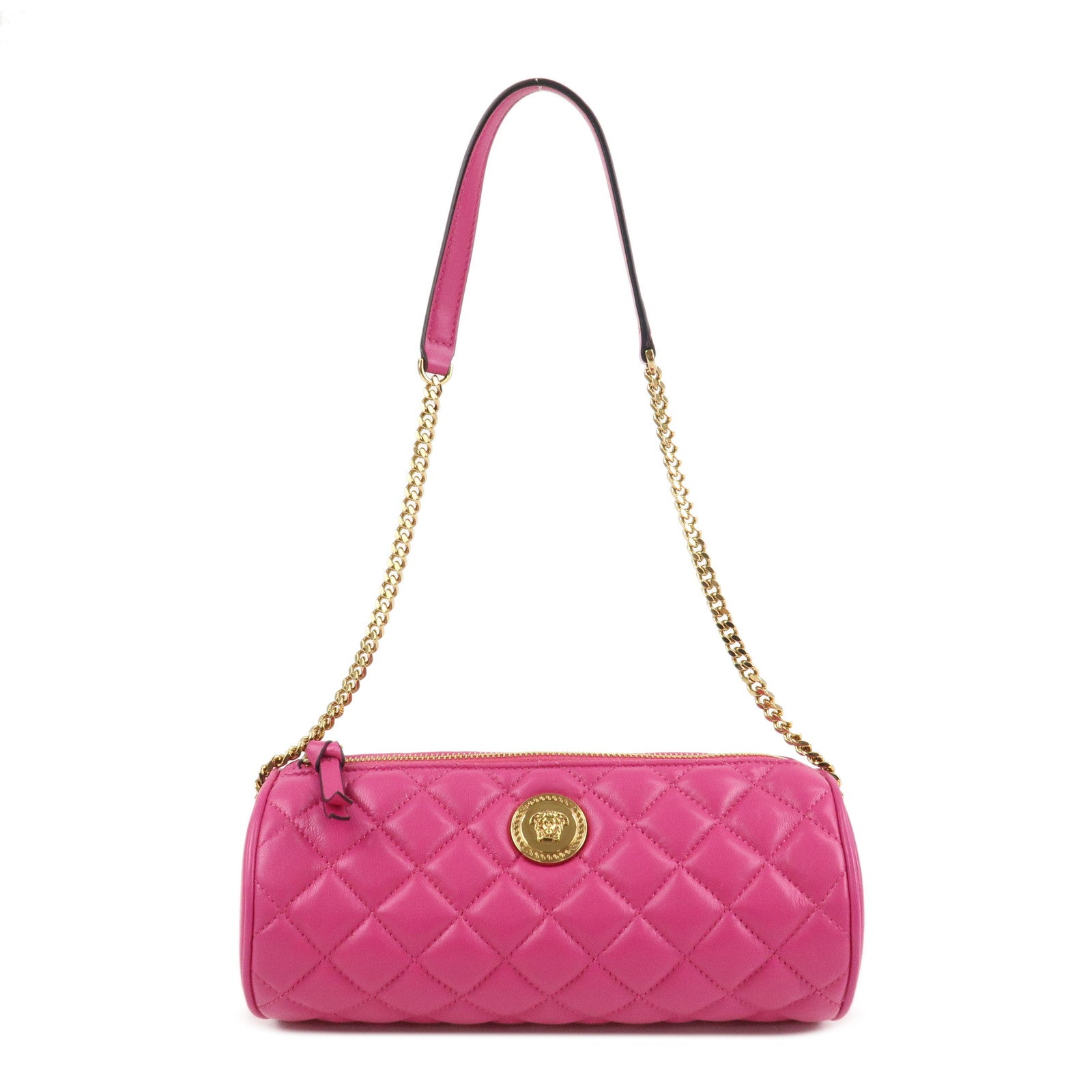GIANNI VERSACE Medusa Chain Shoulder Bag Hand Bag Gold HDW Pink Used
