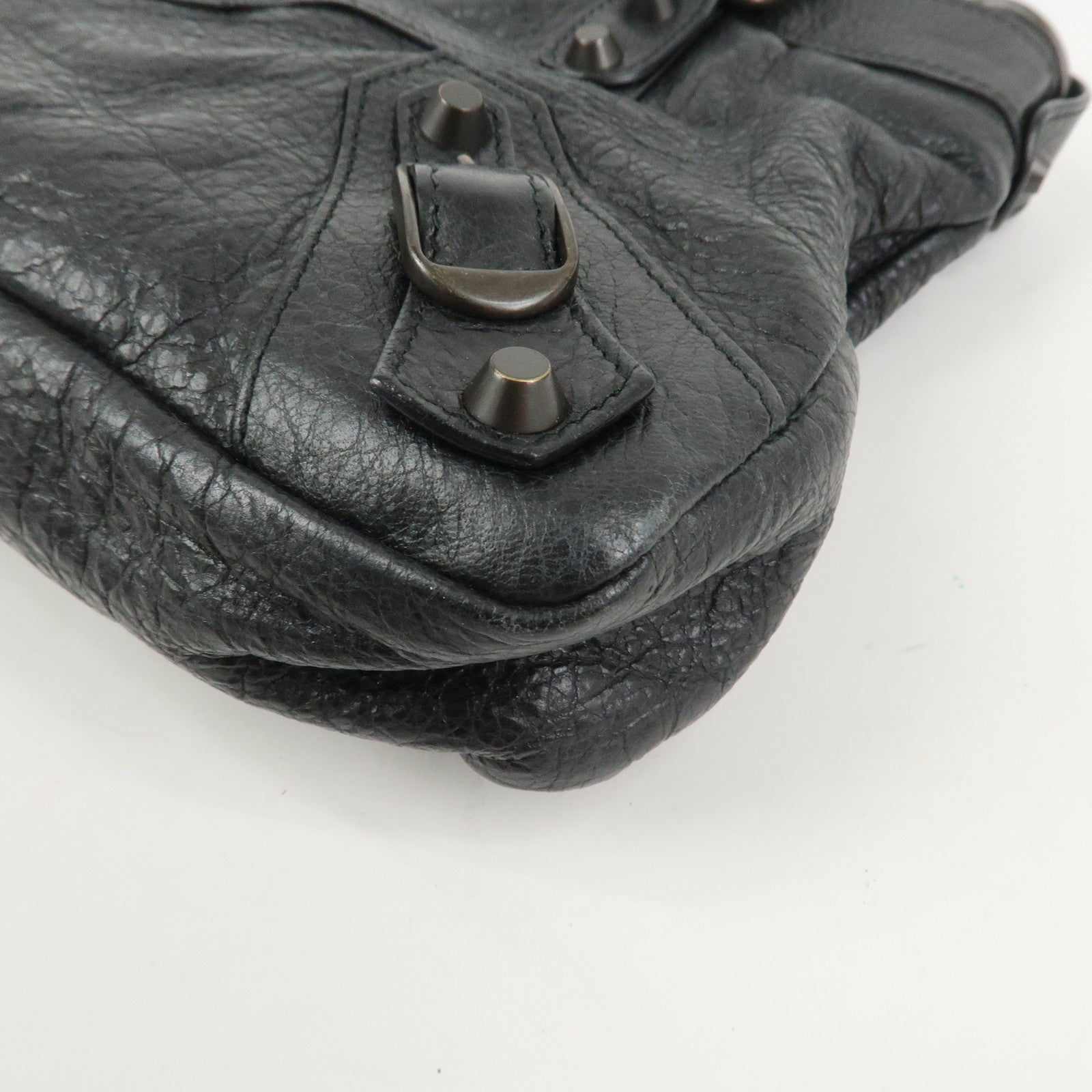 BALENCIAGA The First Leather 2Way Bag Shoulder Bag Black 103208