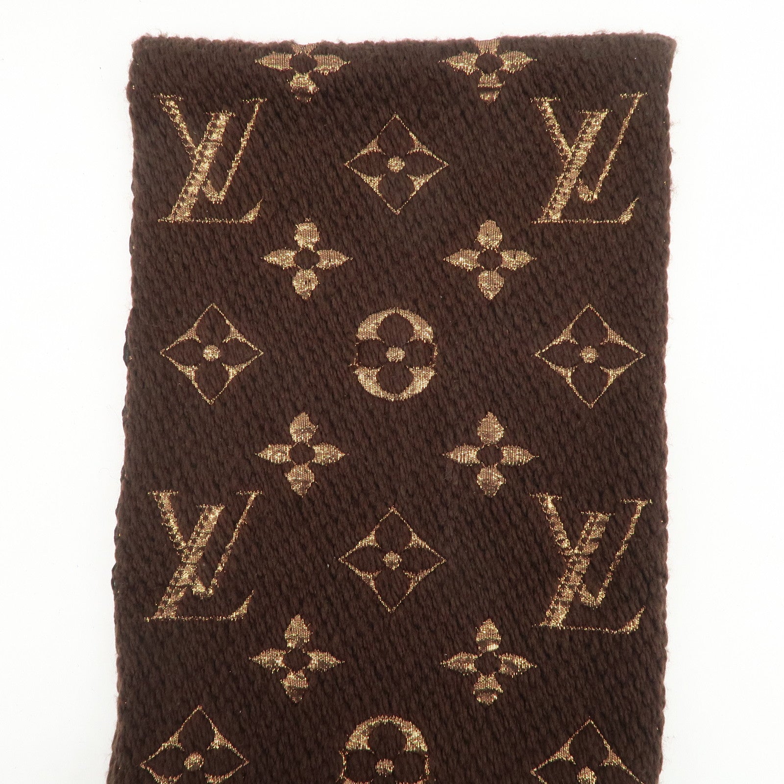 Louis Vuitton Echarpe Logomania Shine Wool Silk Scarf Brown M71383