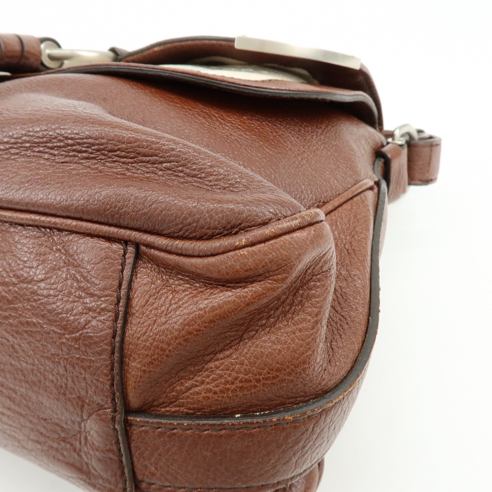 CELINE Tassel Leather Shoulder Bag Brown