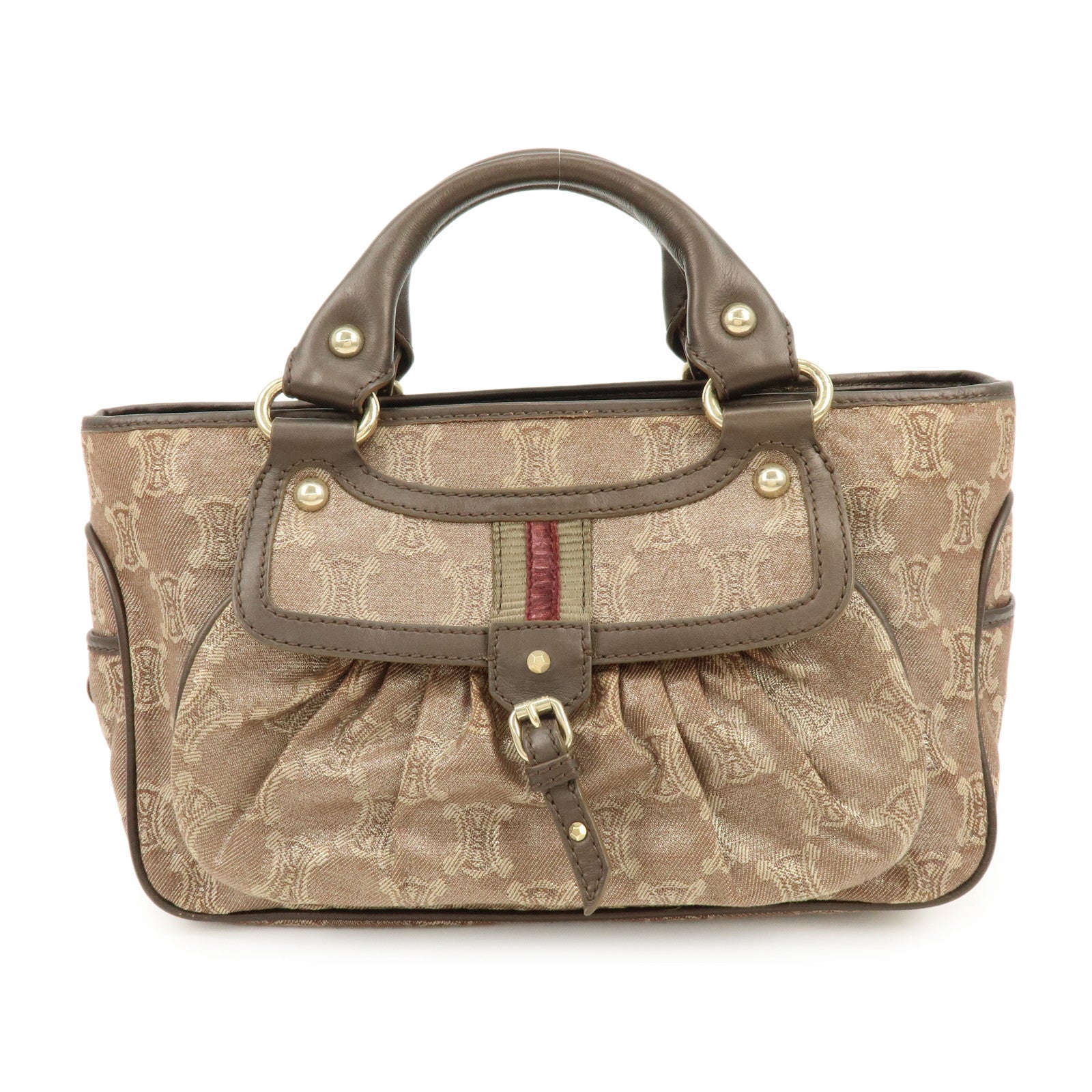 CELINE Macadam Canvas Leather Boogie Bag Hand Bag Brown