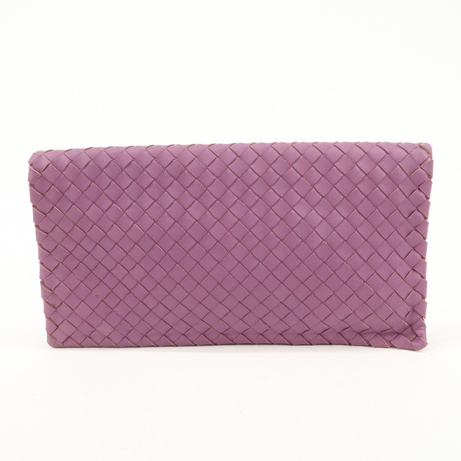 BOTTEGA VENETA Intrecciato Leather Clutch Bag Purple Used