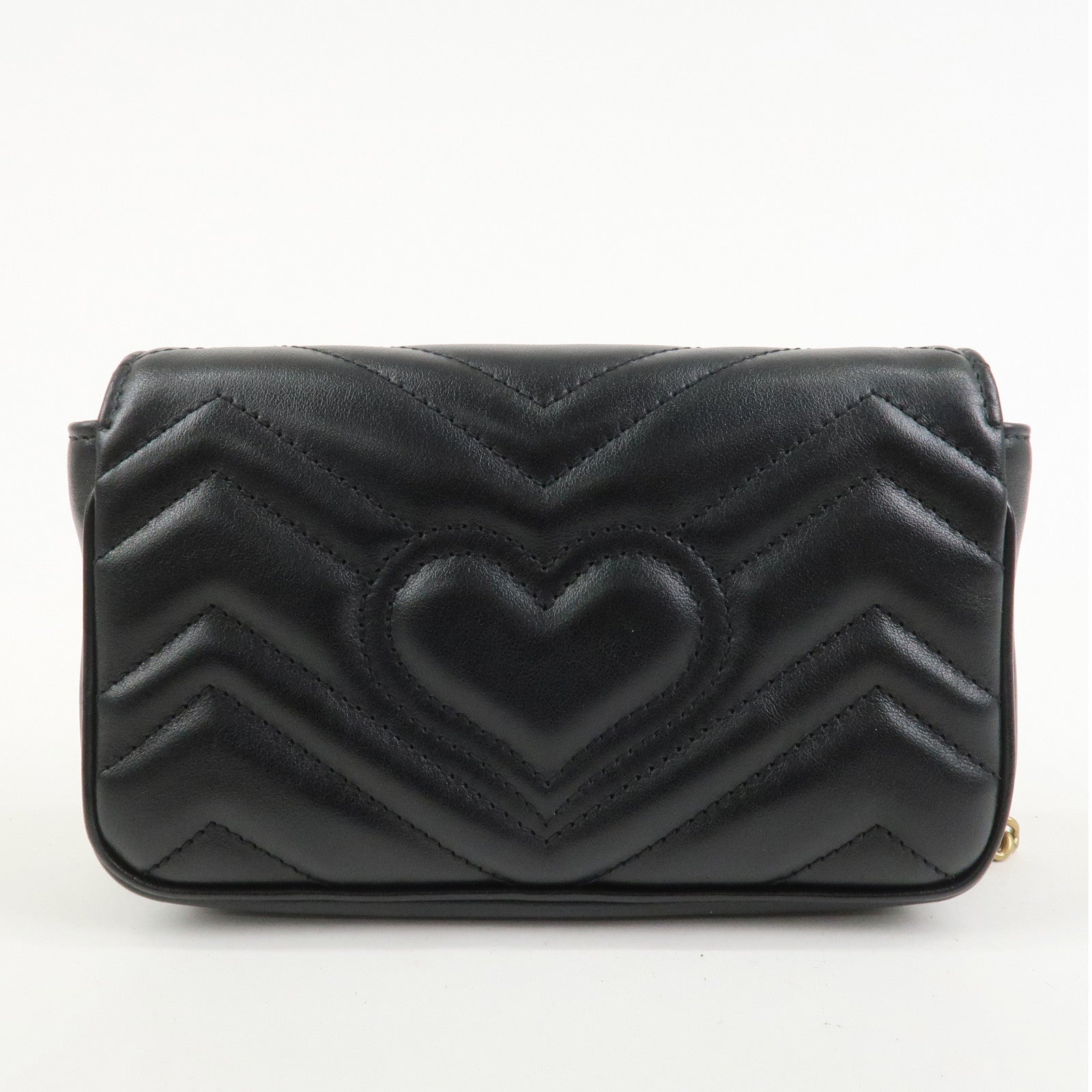 GUCCI GG Marmont Leather Chain Shoulder Bag Black 476433