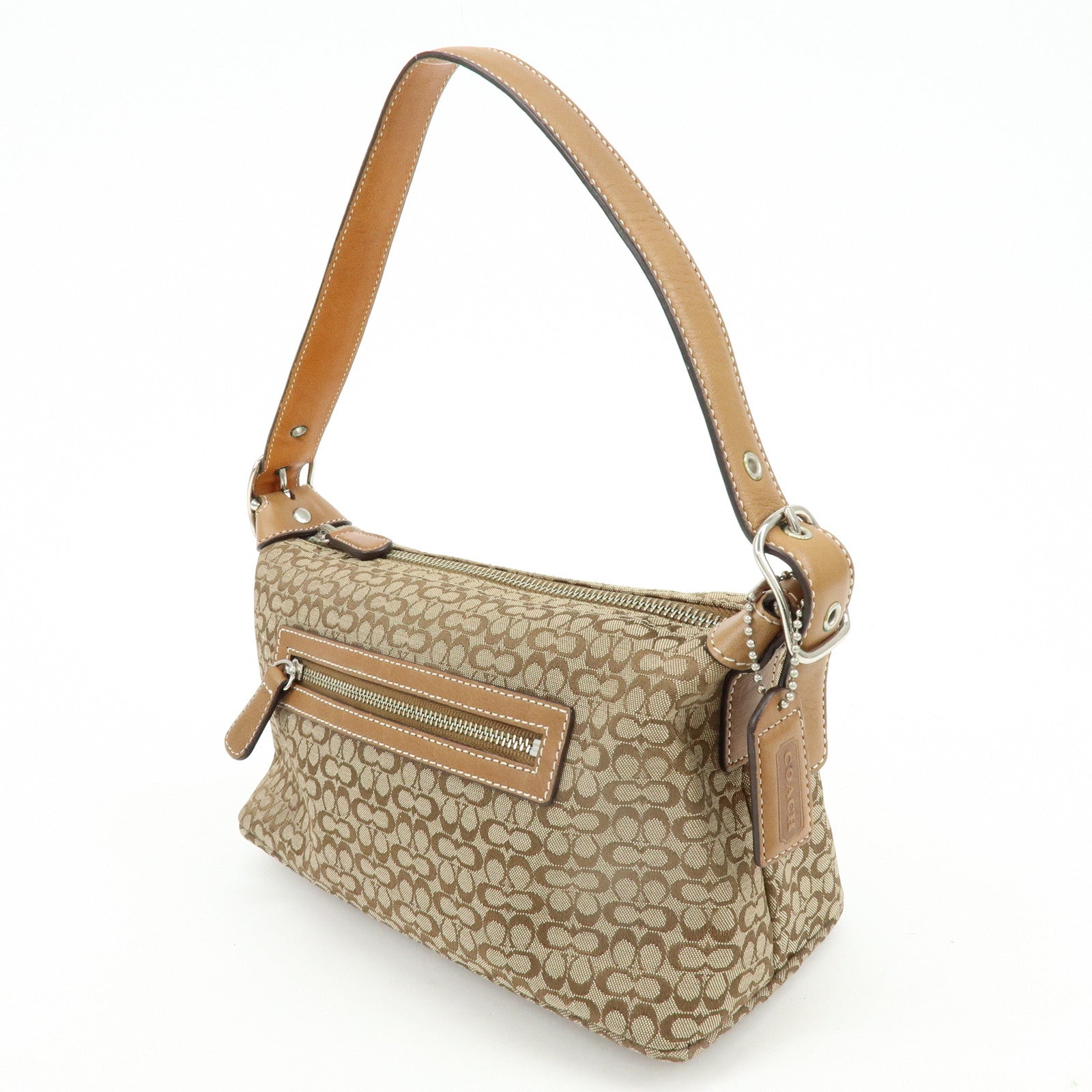 COACH Signature Canvas Leather Hand Bag Shoulder Bag Brown