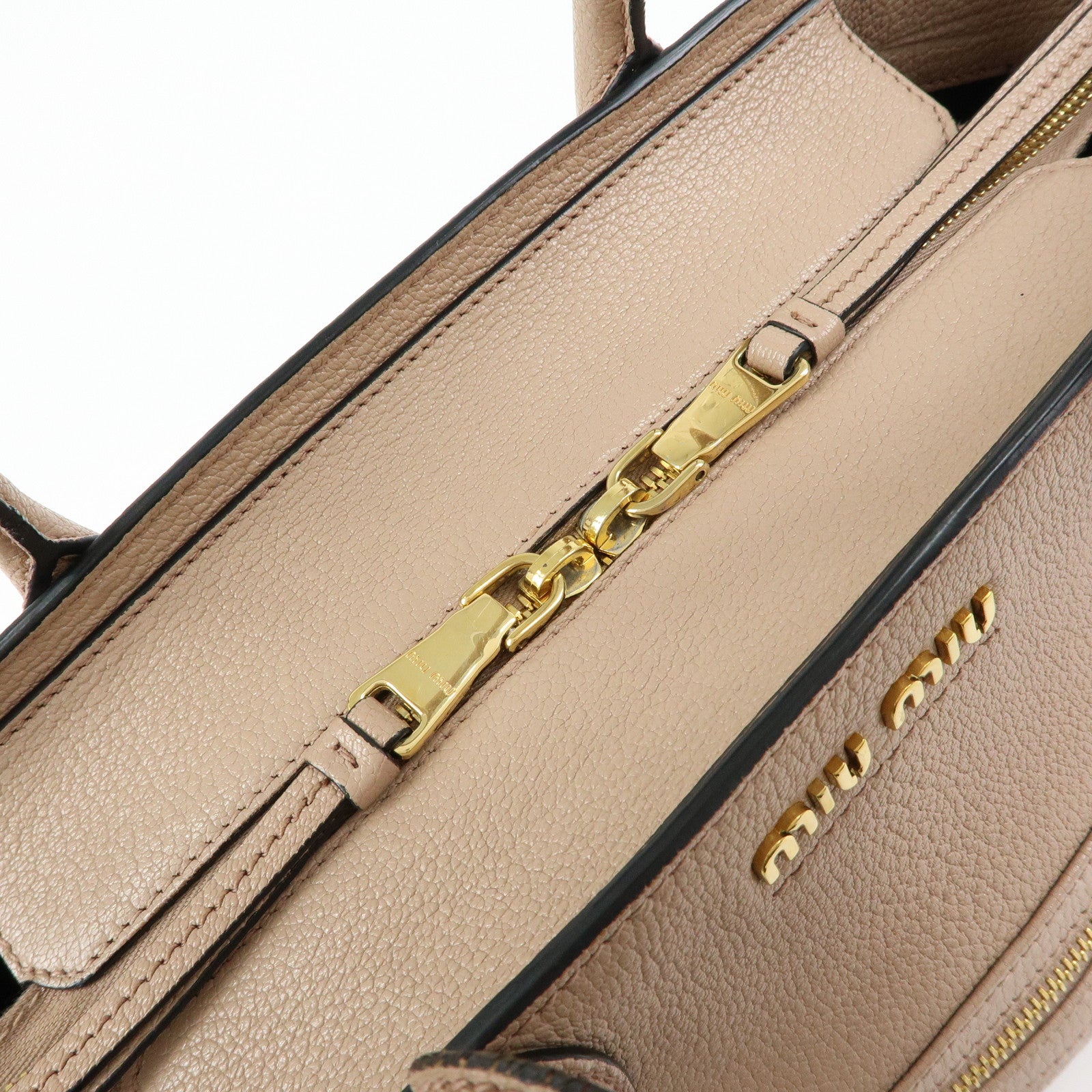 MIU MIU Madras Leather 2Way Bag Hand Bag Shoulder Bag Pink