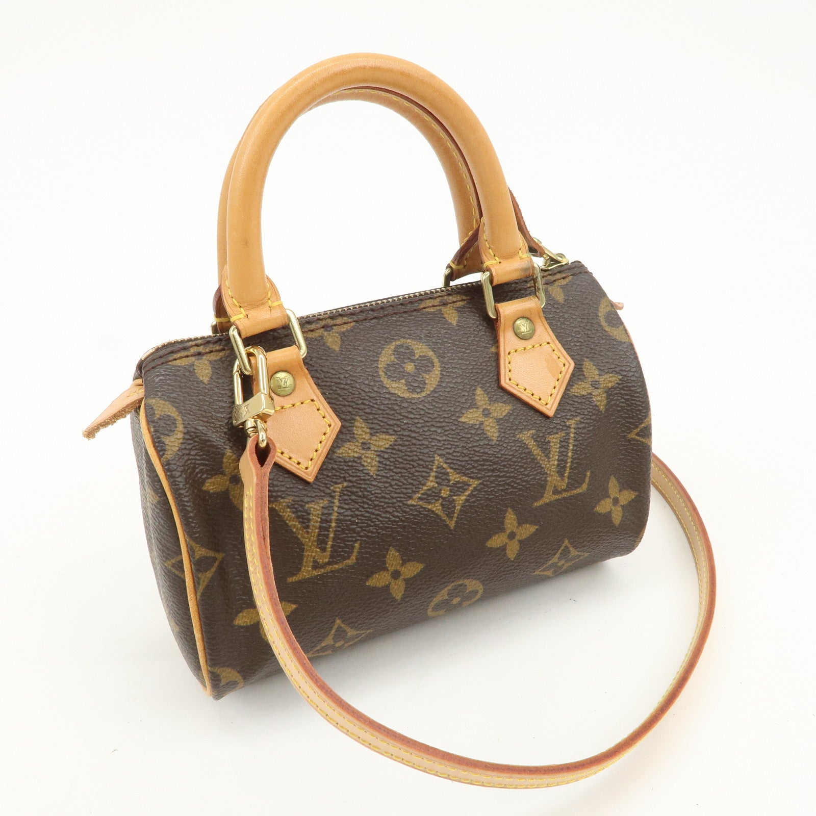 Louis Vuitton Monogram Mini Speedy Hand Bag Boston Bag Brown M41534